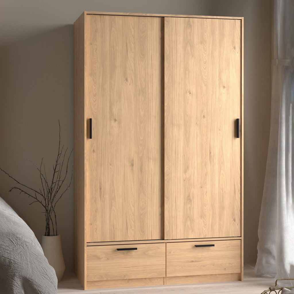 Line Wardrobe with 2 Doors 2 Drawers in Jackson Hickory Oak - image 8
