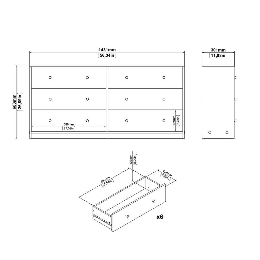 May Chest of 6 Drawers (3+3) in White - image 10