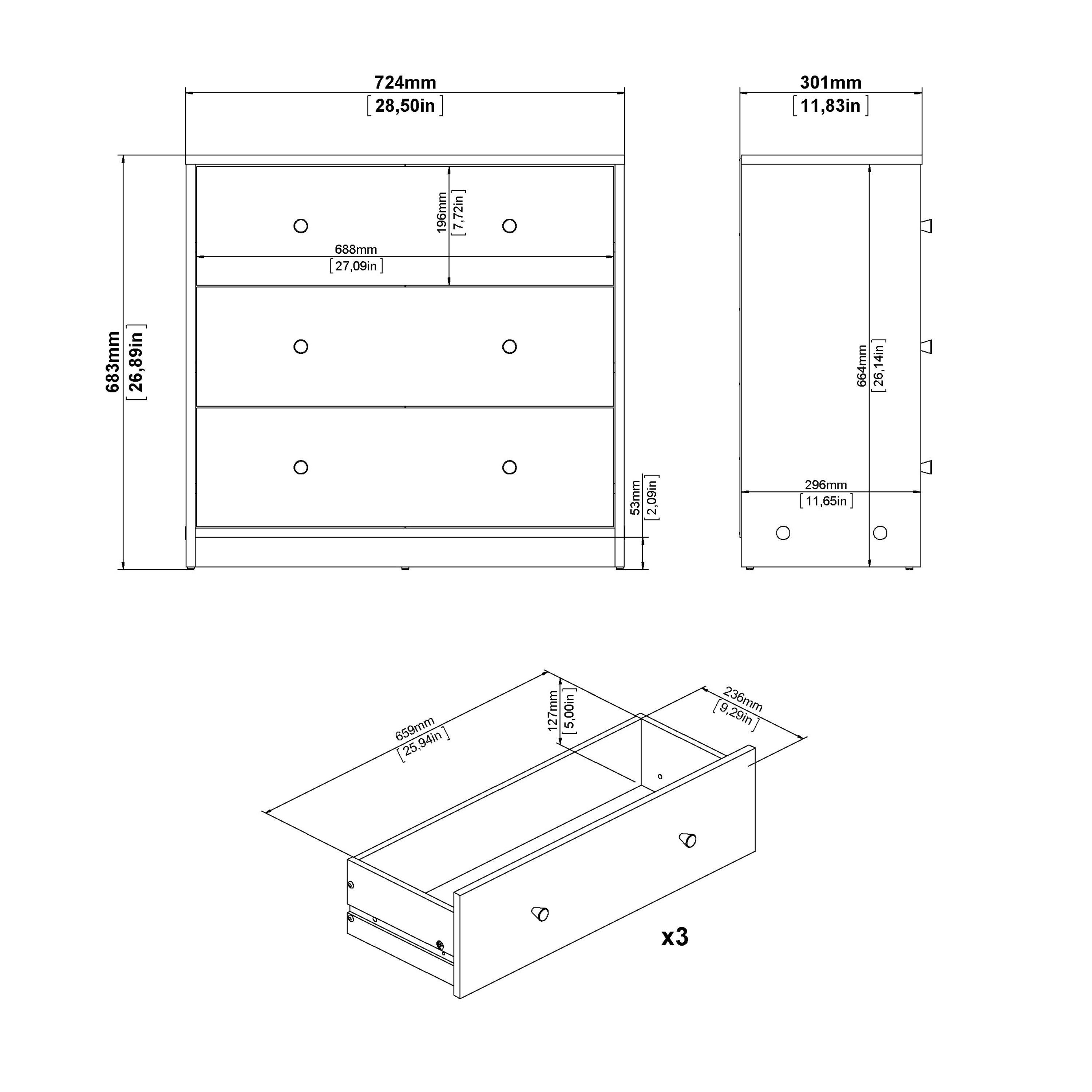 May Chest of 3 Drawers in White - image 10