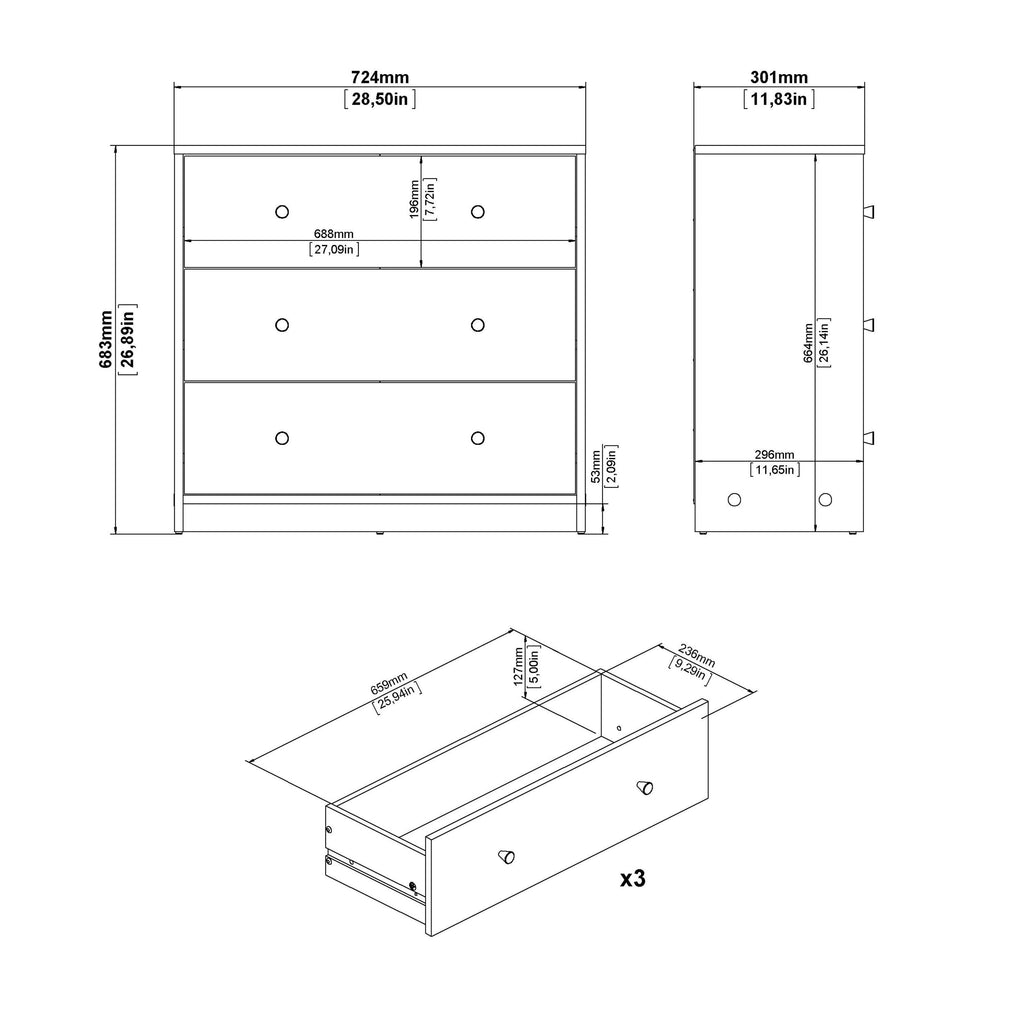 May Chest of 3 Drawers in Black - image 10