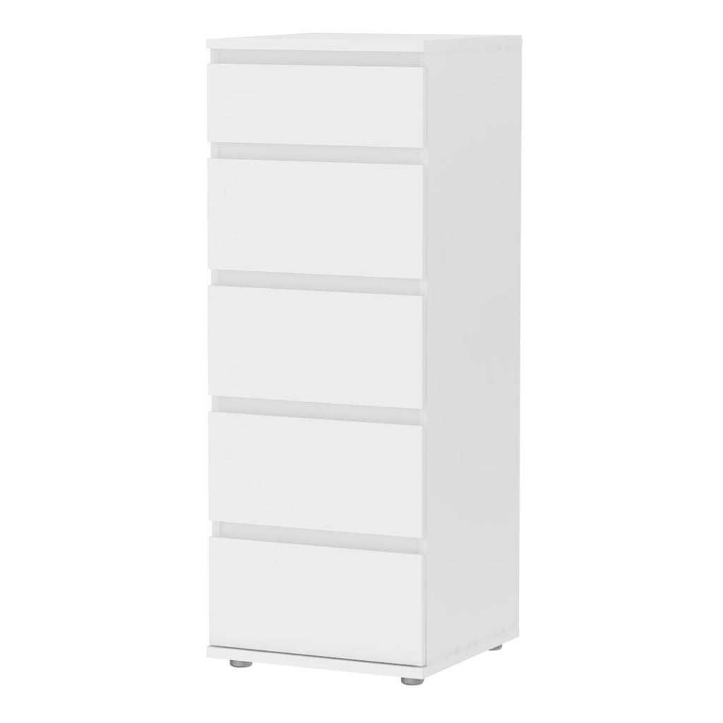 Nova Narrow Chest of 5 Drawers in White - image 2