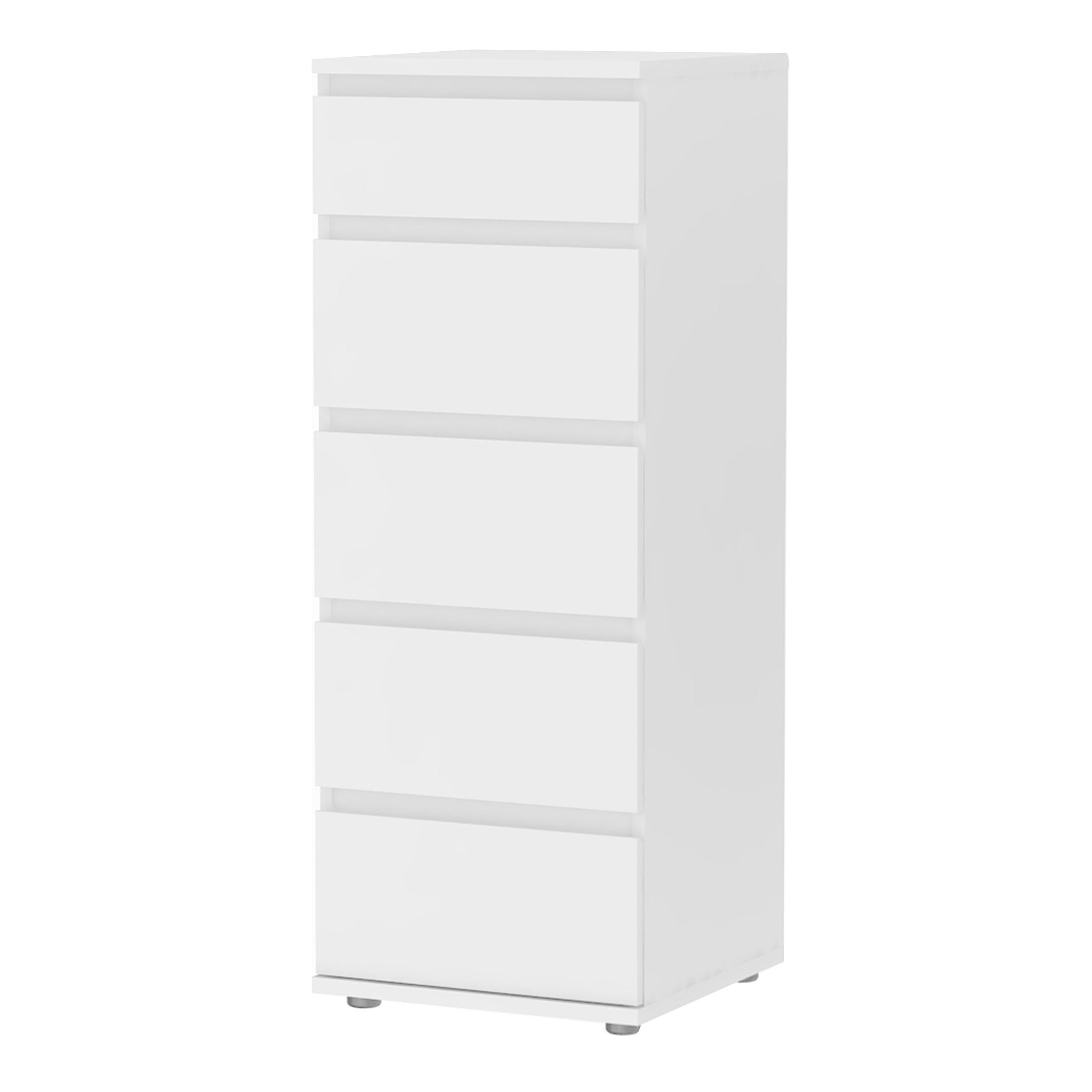 Nova Narrow Chest of 5 Drawers in White - image 2