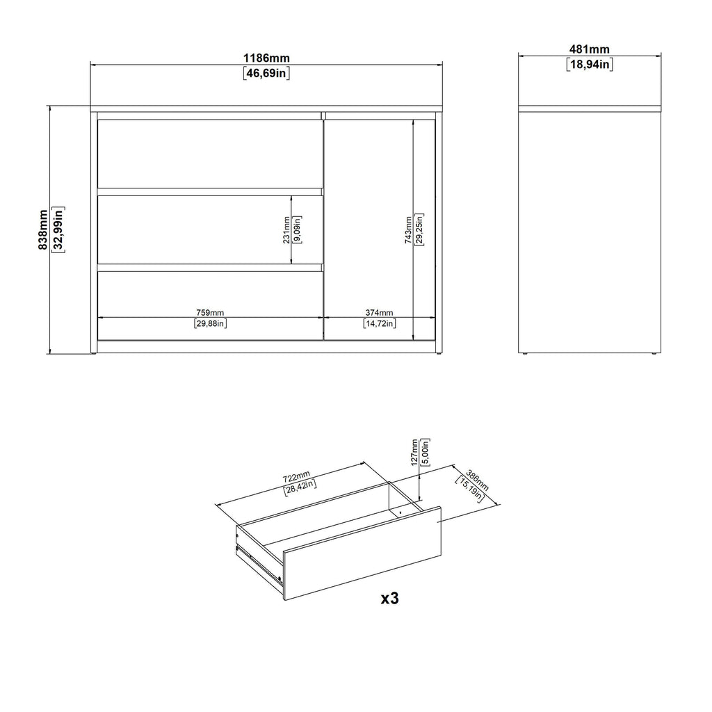 Next Sideboard with 1 door and 3 drawers White - image 9