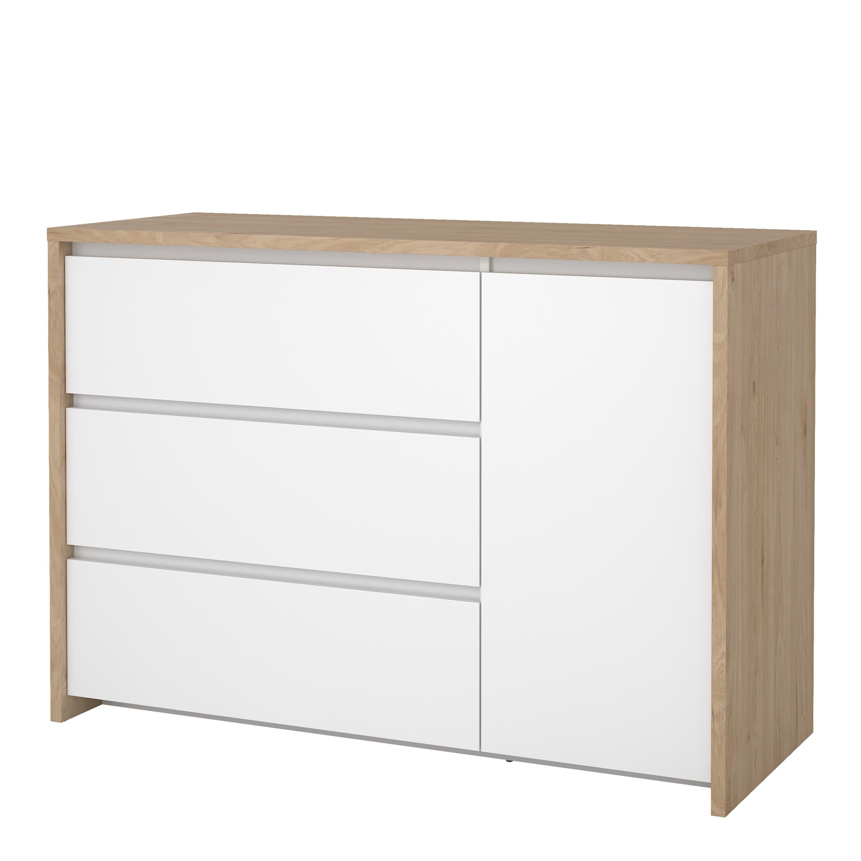 Next Sideboard with 1 door and 3 drawers Jackson Hickory White high gloss - image 3