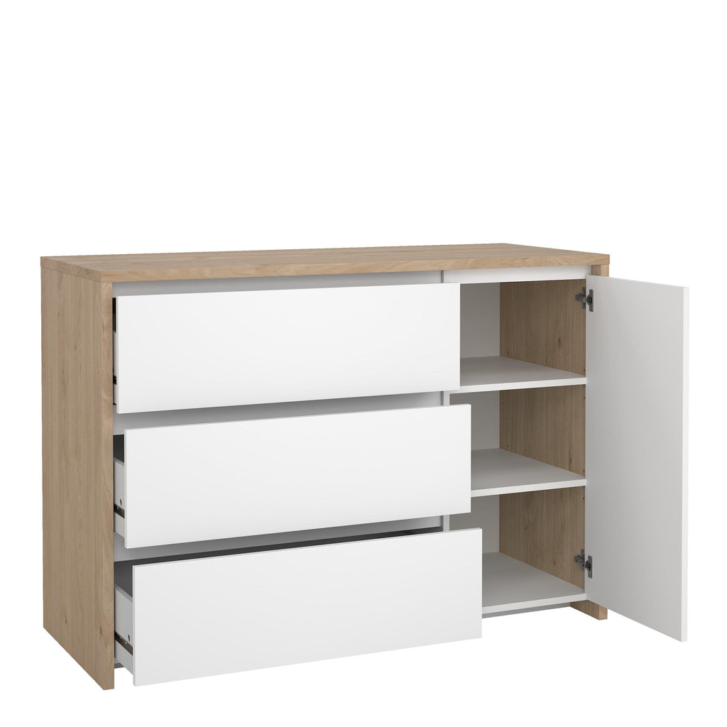 Next Sideboard with 1 door and 3 drawers Jackson Hickory White high gloss - image 5