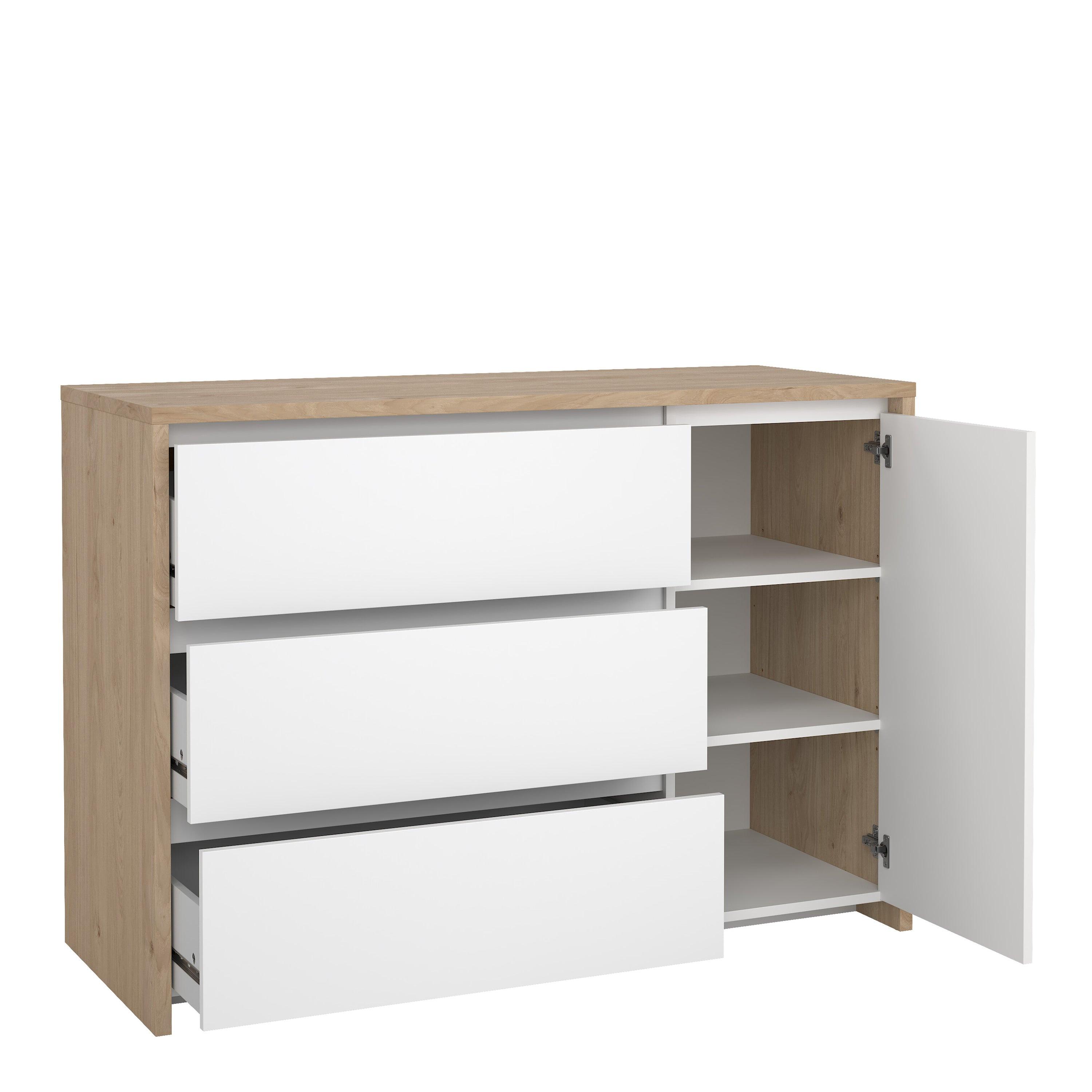 Next Sideboard with 1 door and 3 drawers Jackson Hickory White high gloss - image 5