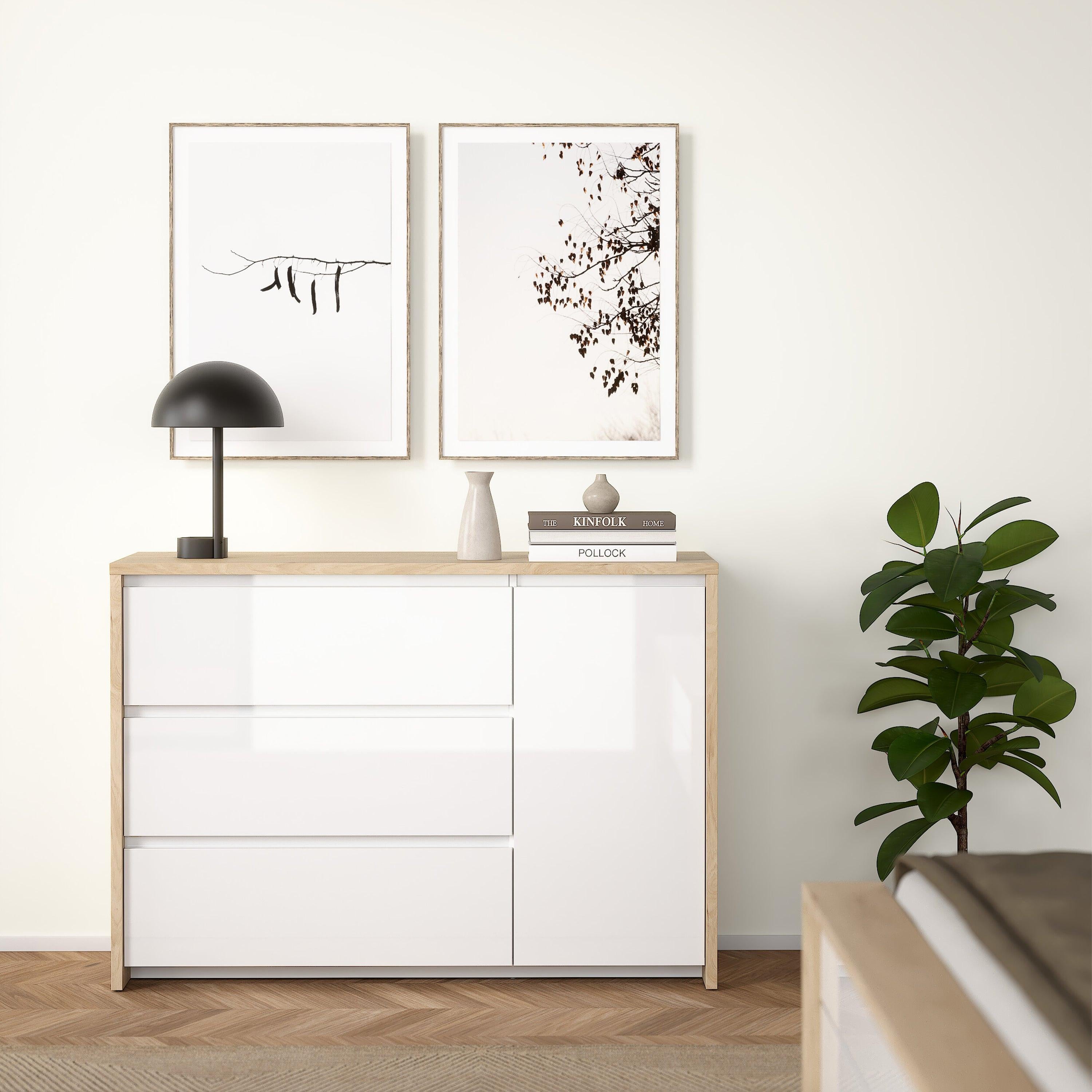 Next Sideboard with 1 door and 3 drawers Jackson Hickory White high gloss - image 7