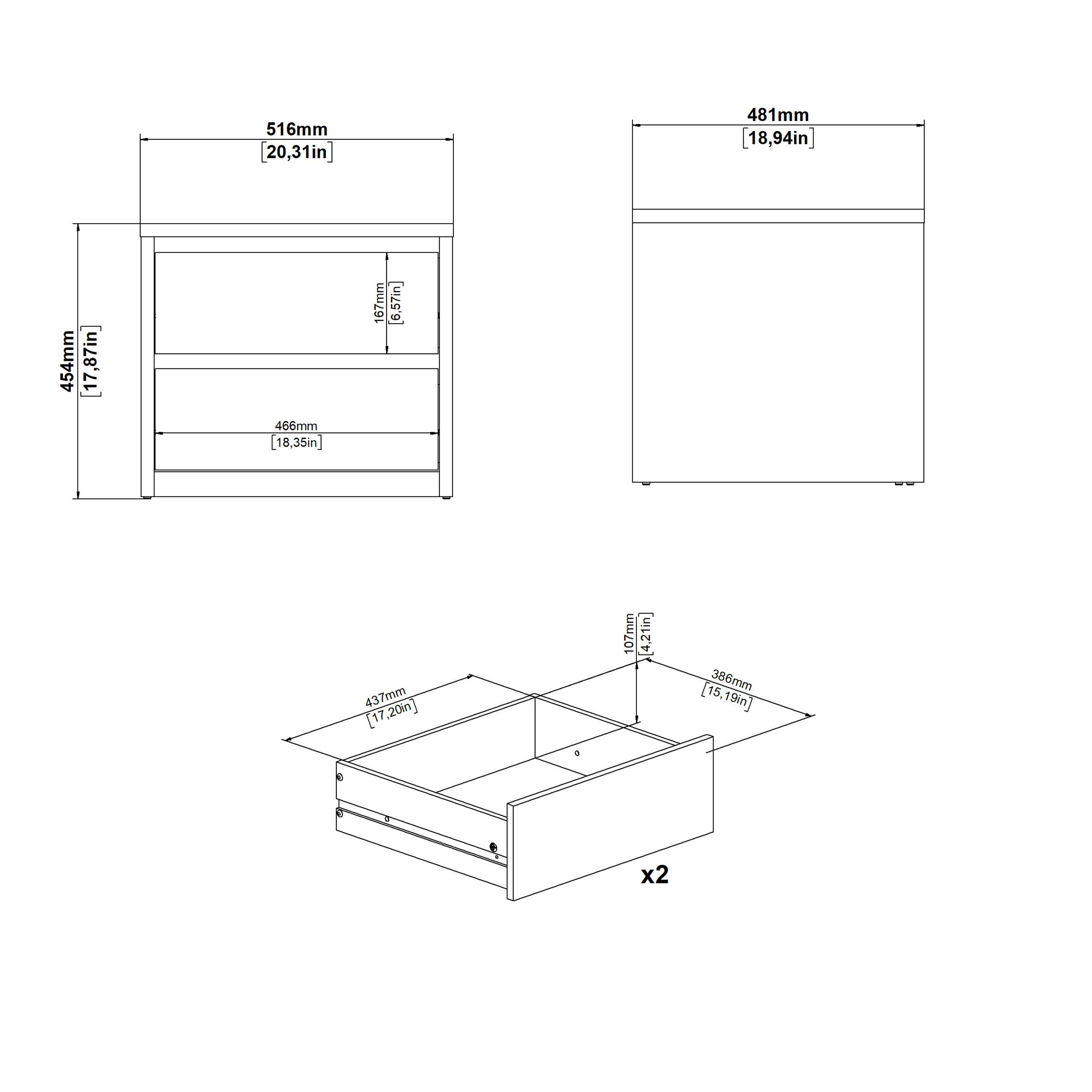 Next Nightstand 2 drawers White - image 10