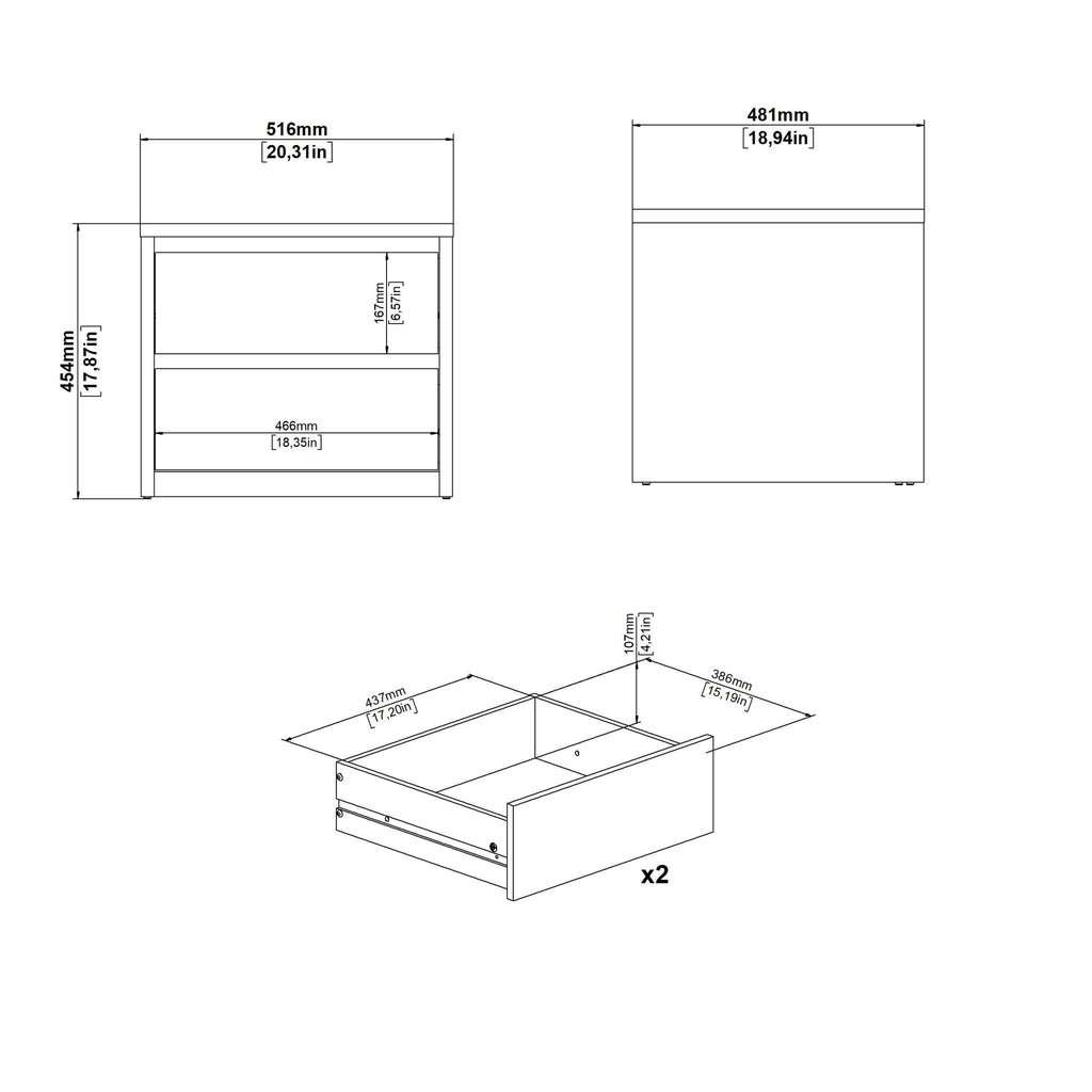 Next Nightstand 2 drawers Jackson Hickory White high gloss - image 10
