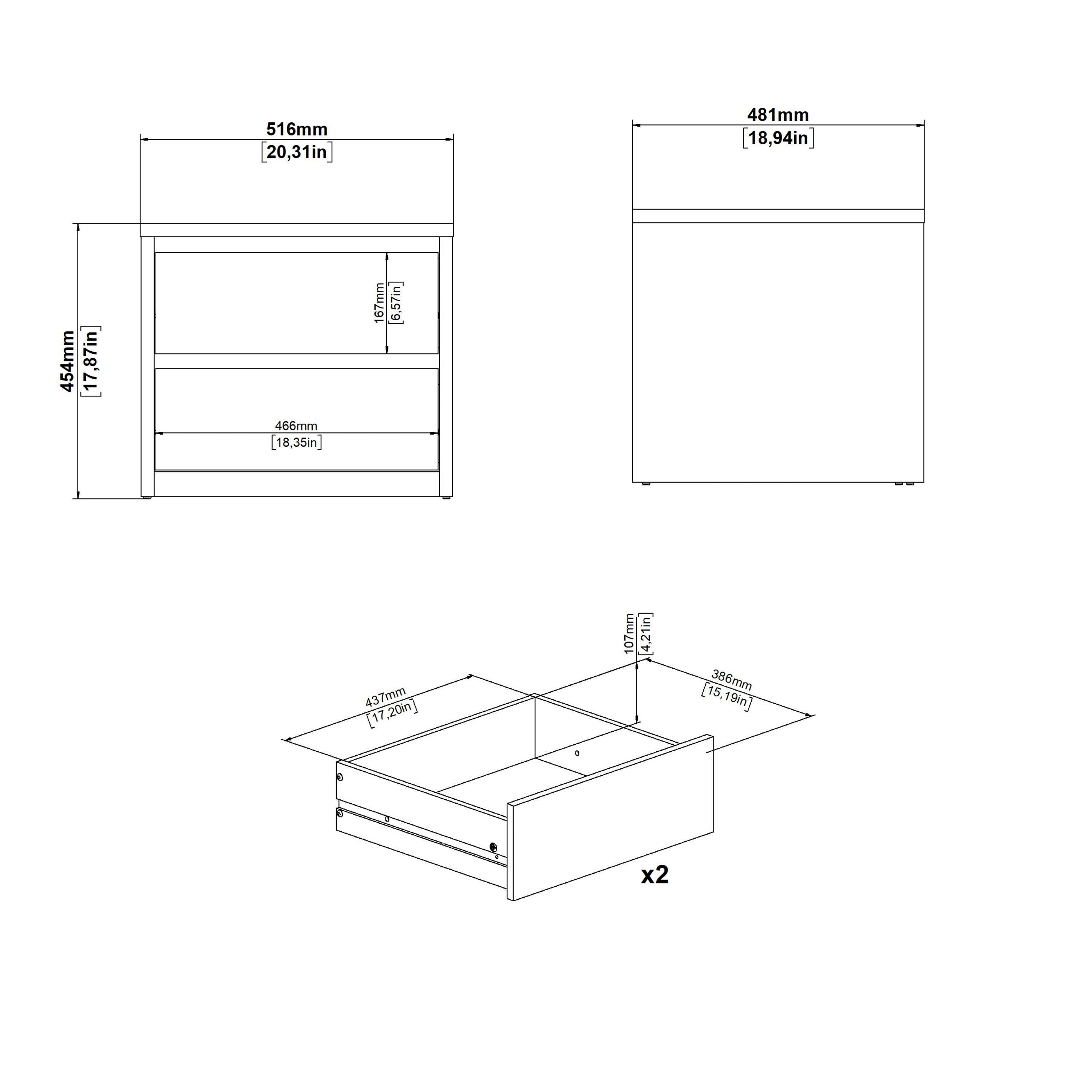 Next Nightstand 2 drawers Jackson Hickory White high gloss - image 10