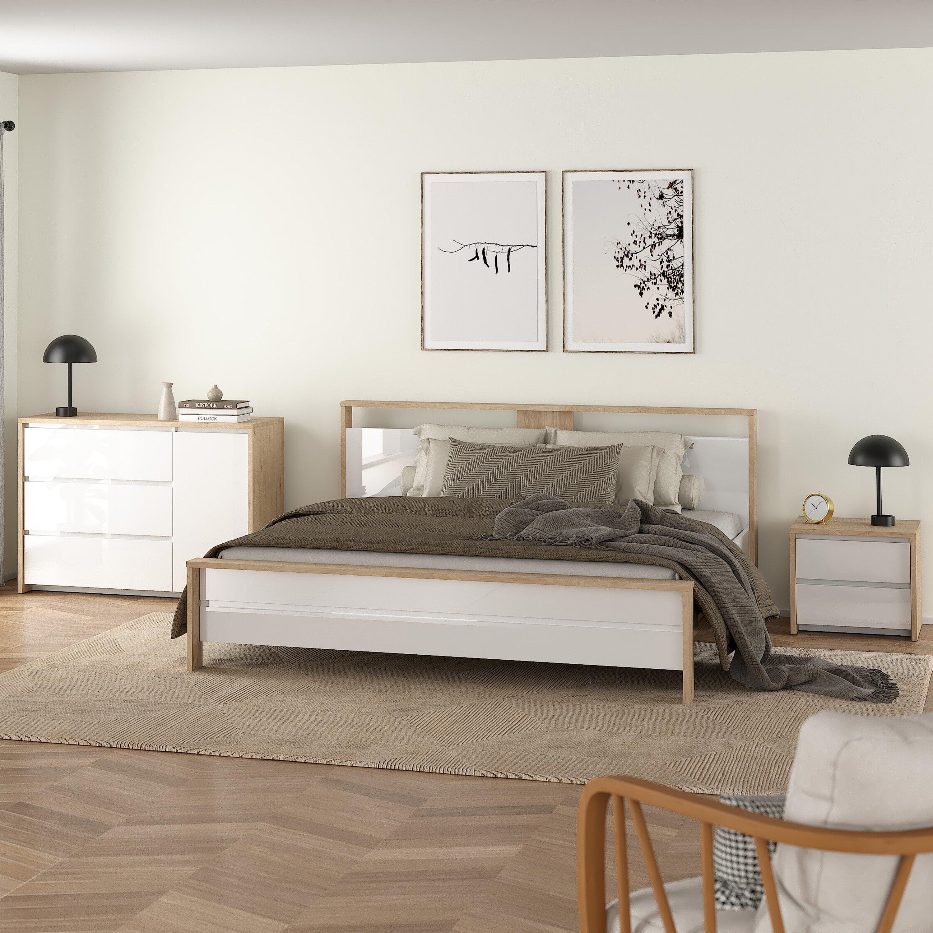 Next Nightstand 2 drawers Jackson Hickory White high gloss - image 6