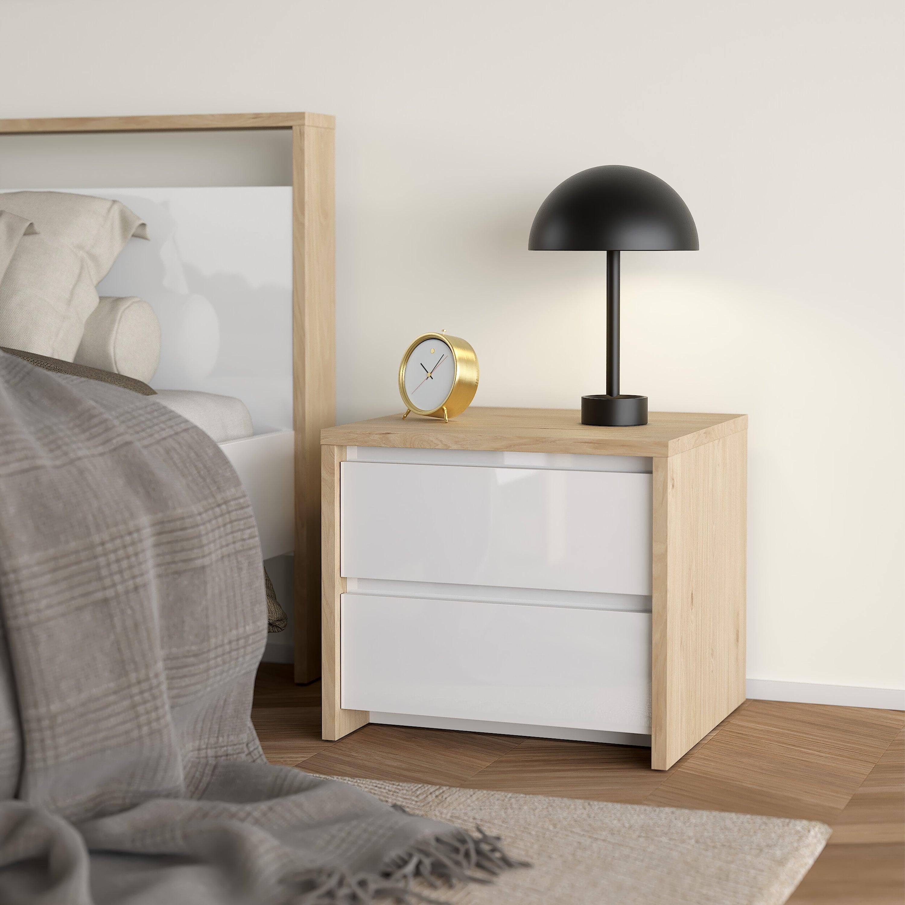 Next Nightstand 2 drawers Jackson Hickory White high gloss - image 7