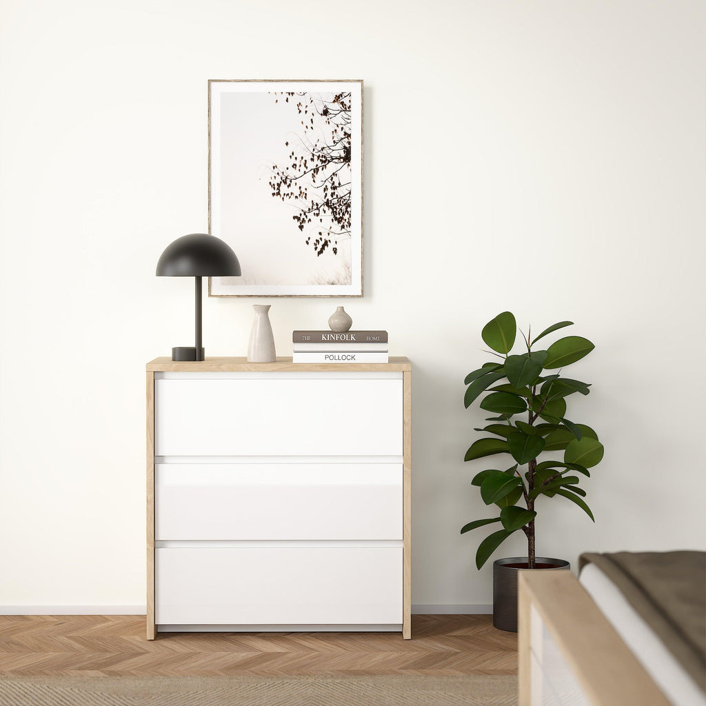Next Chest 3 drawers Jackson Hickory White high gloss - image 7