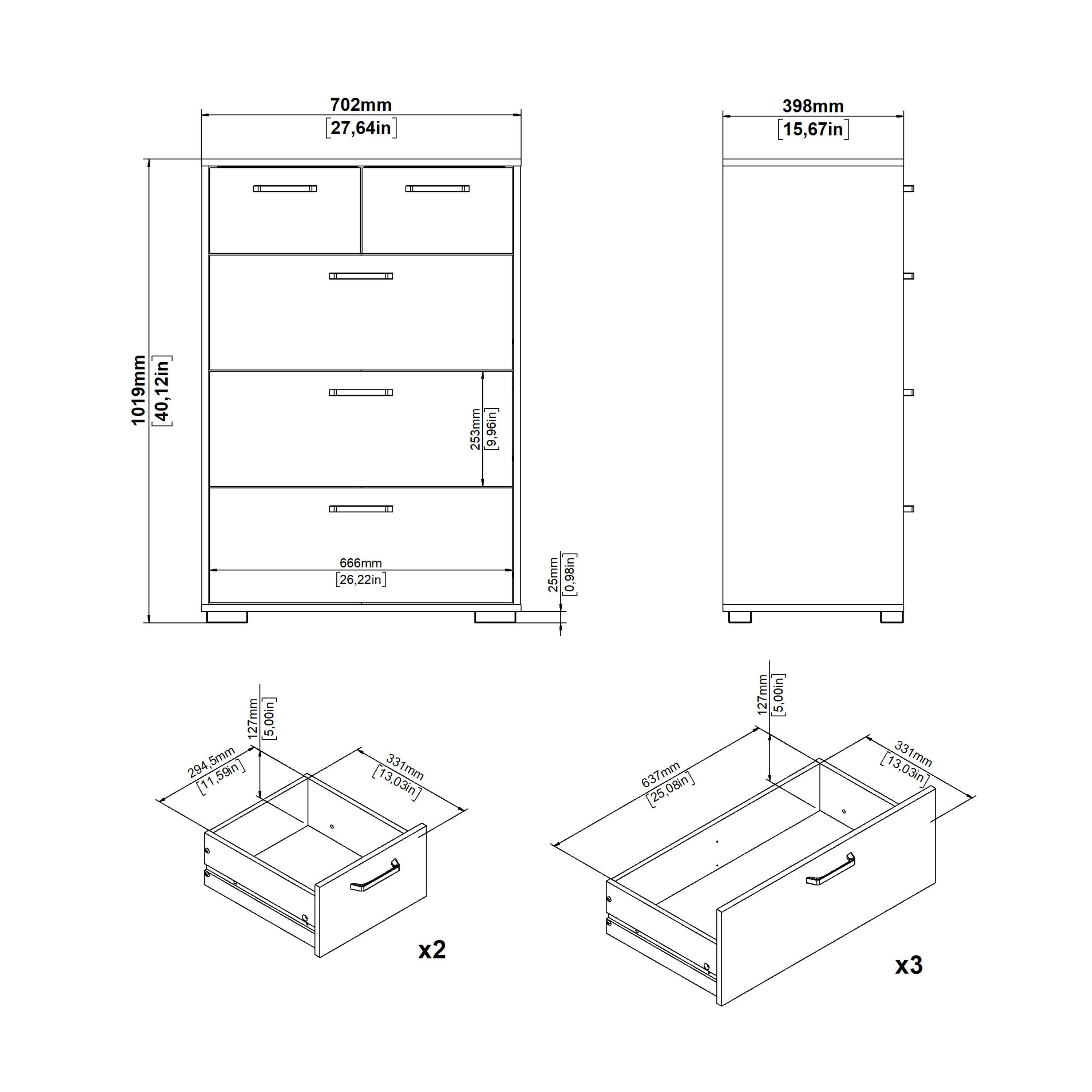 Sofia Chest 3 + 2 drawers White - image 14