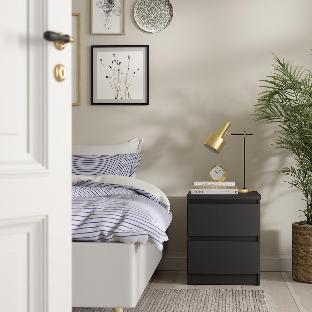 Naia Bedside 2 drawers in Matt Black - image 5