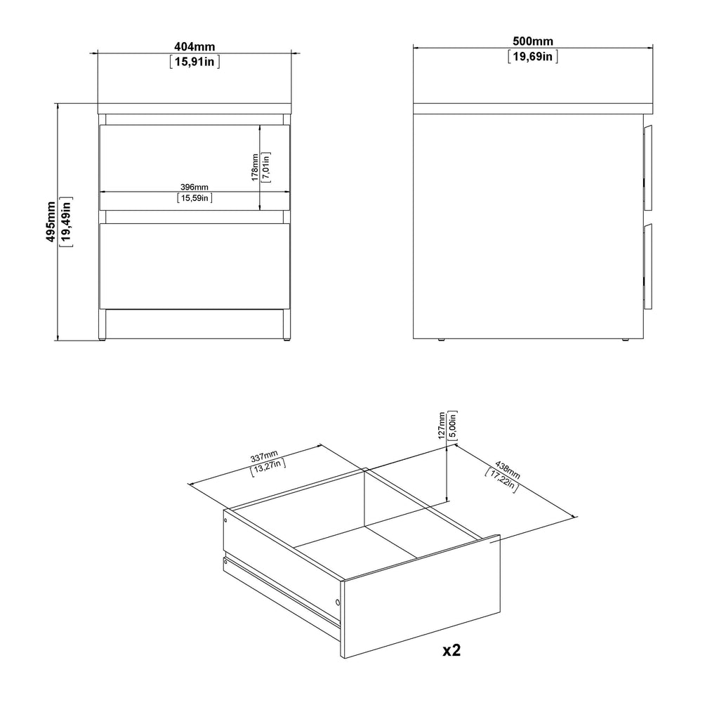 Naia Bedside 2 drawers in Matt Black - image 9