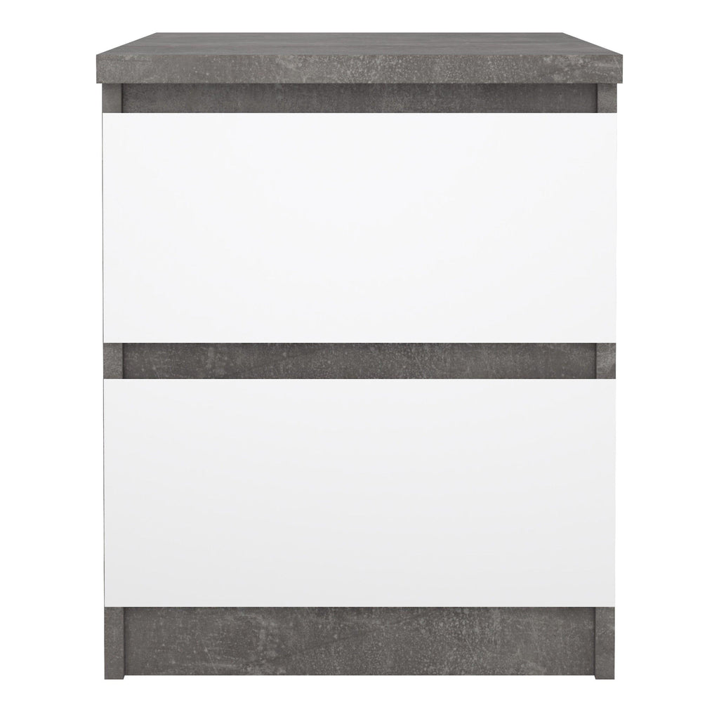 Naia Bedside 2 drawers in Concrete/White high gloss - image 2