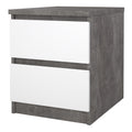 Naia Bedside 2 drawers in Concrete/White high gloss - image 3