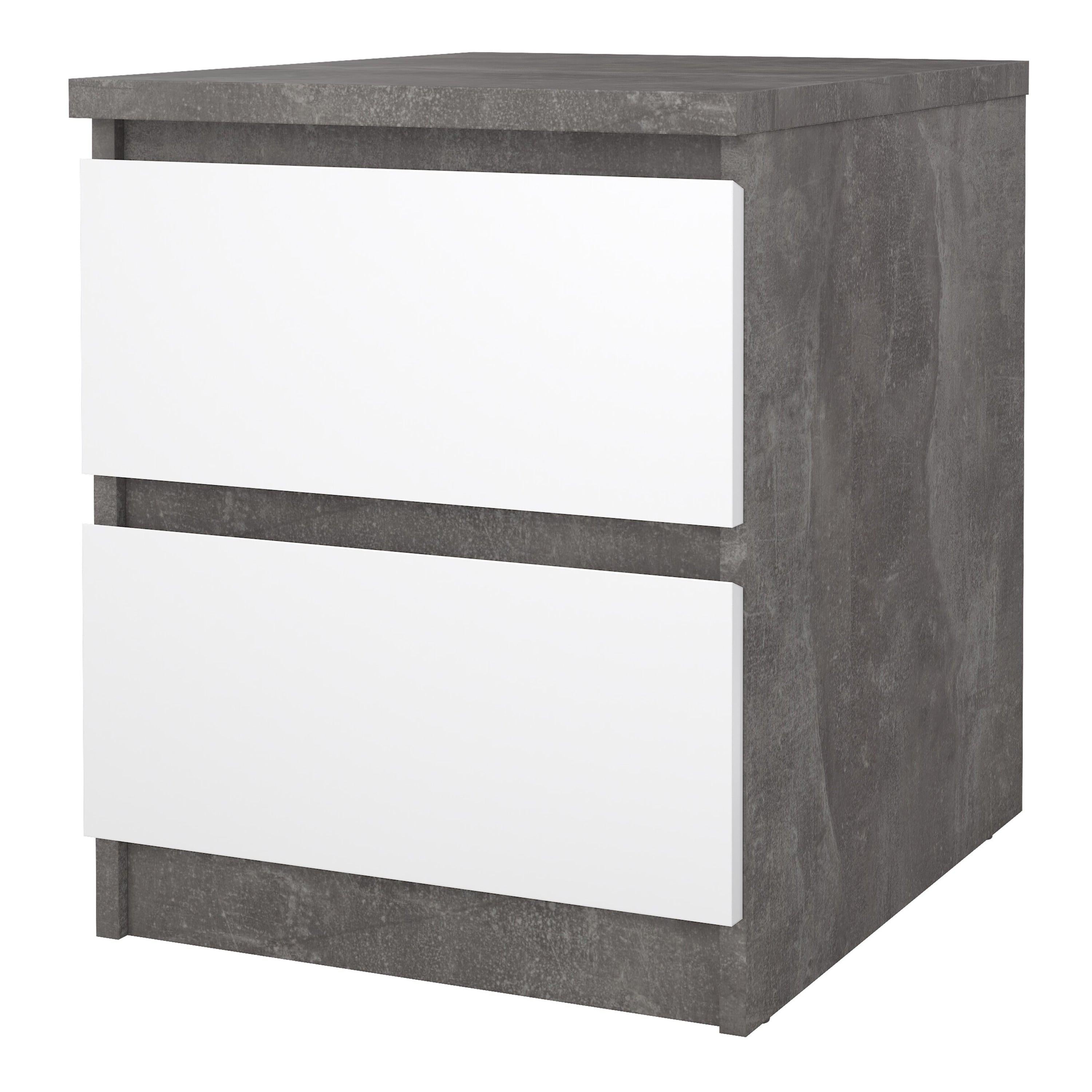 Naia Bedside 2 drawers in Concrete/White high gloss - image 3