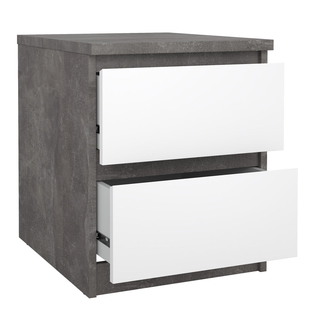 Naia Bedside 2 drawers in Concrete/White high gloss - image 4