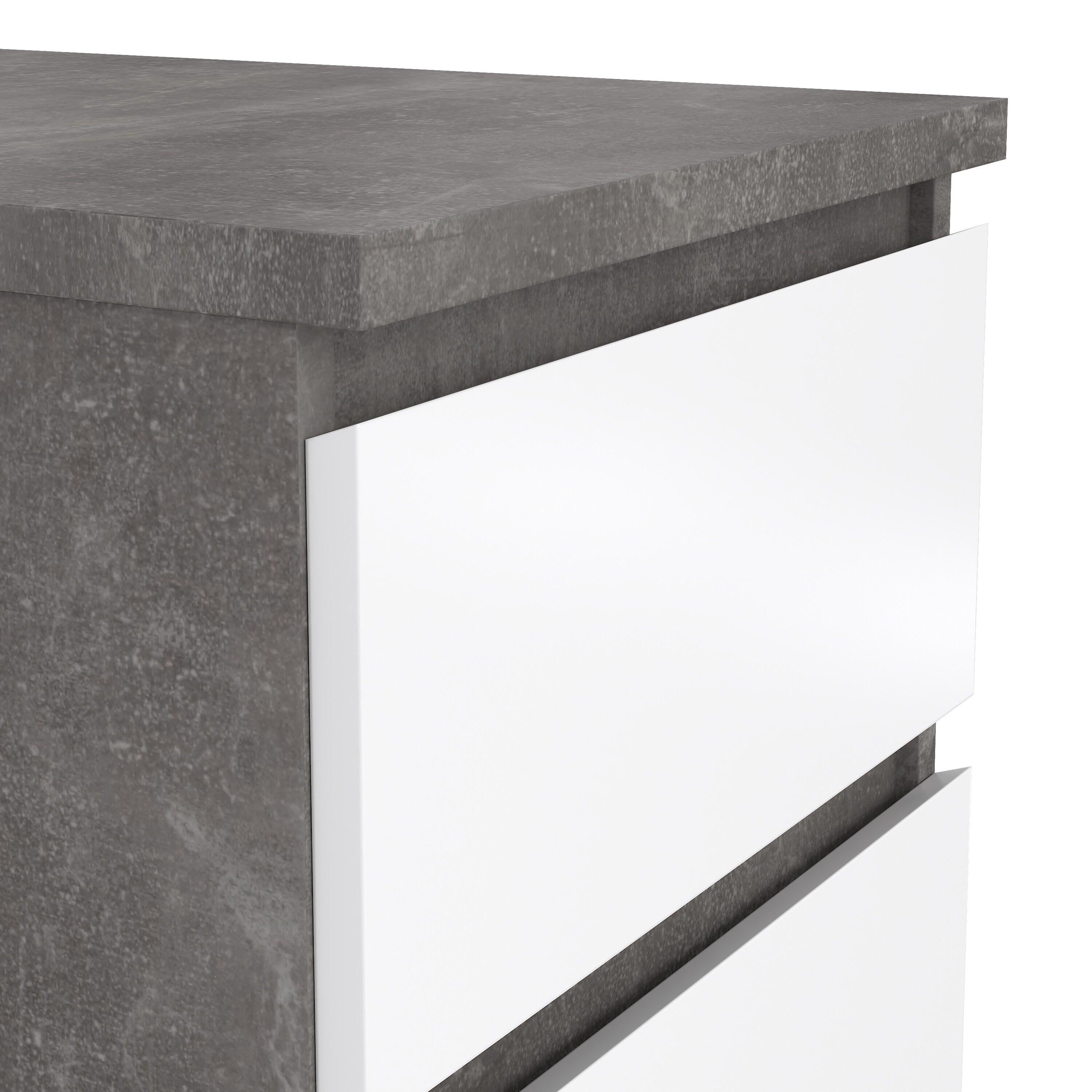 Naia Bedside 2 drawers in Concrete/White high gloss - image 6