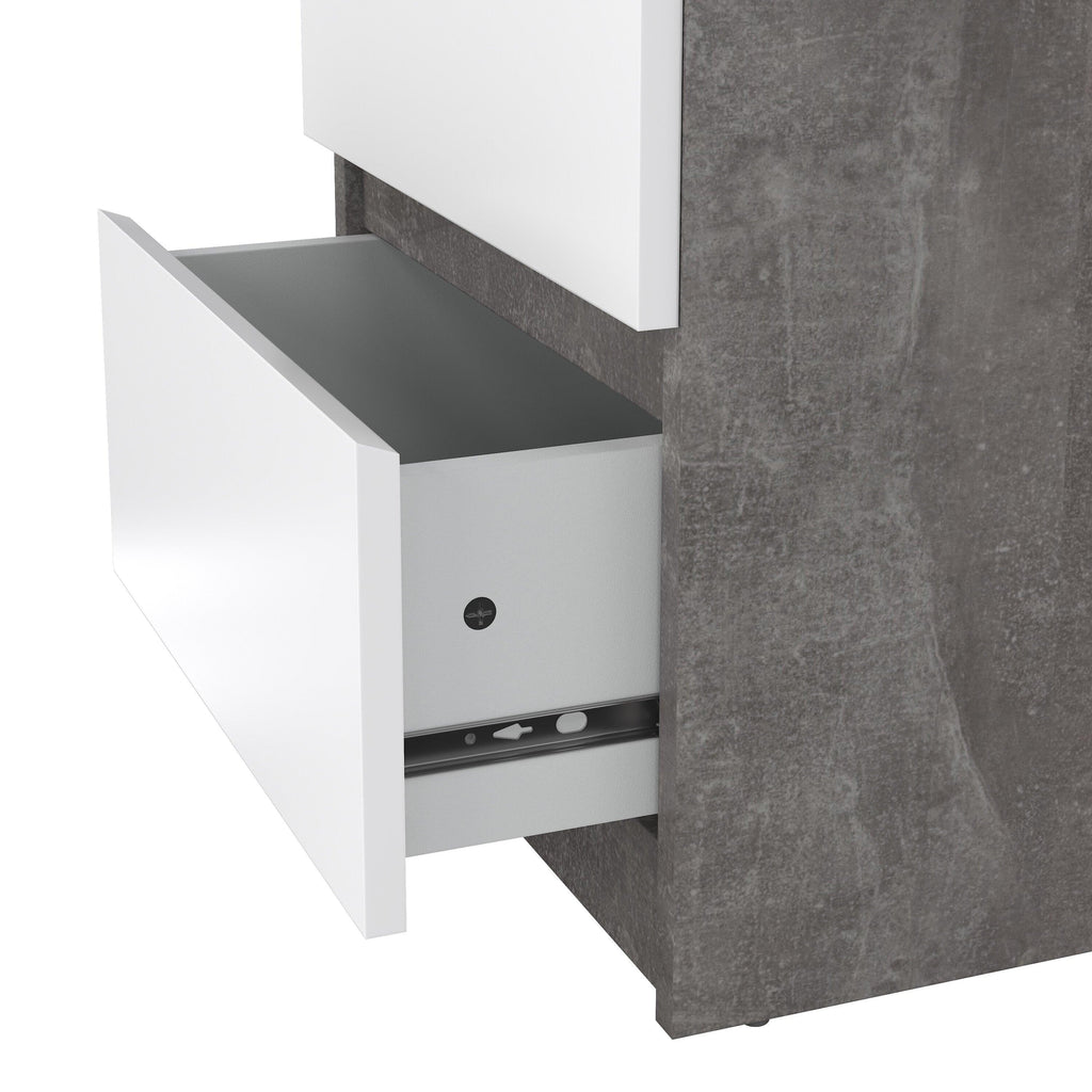 Naia Bedside 2 drawers in Concrete/White high gloss - image 7