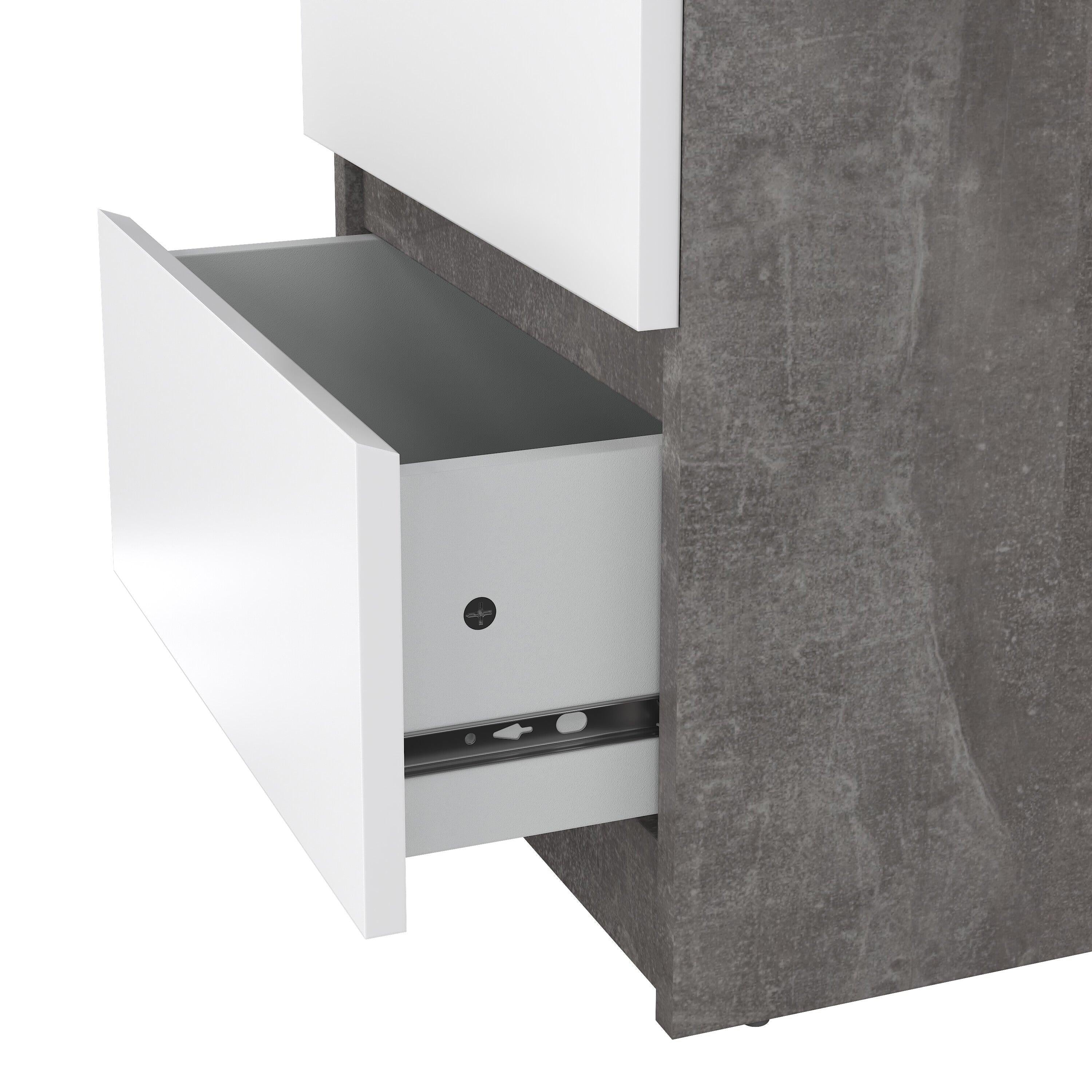 Naia Bedside 2 drawers in Concrete/White high gloss - image 7
