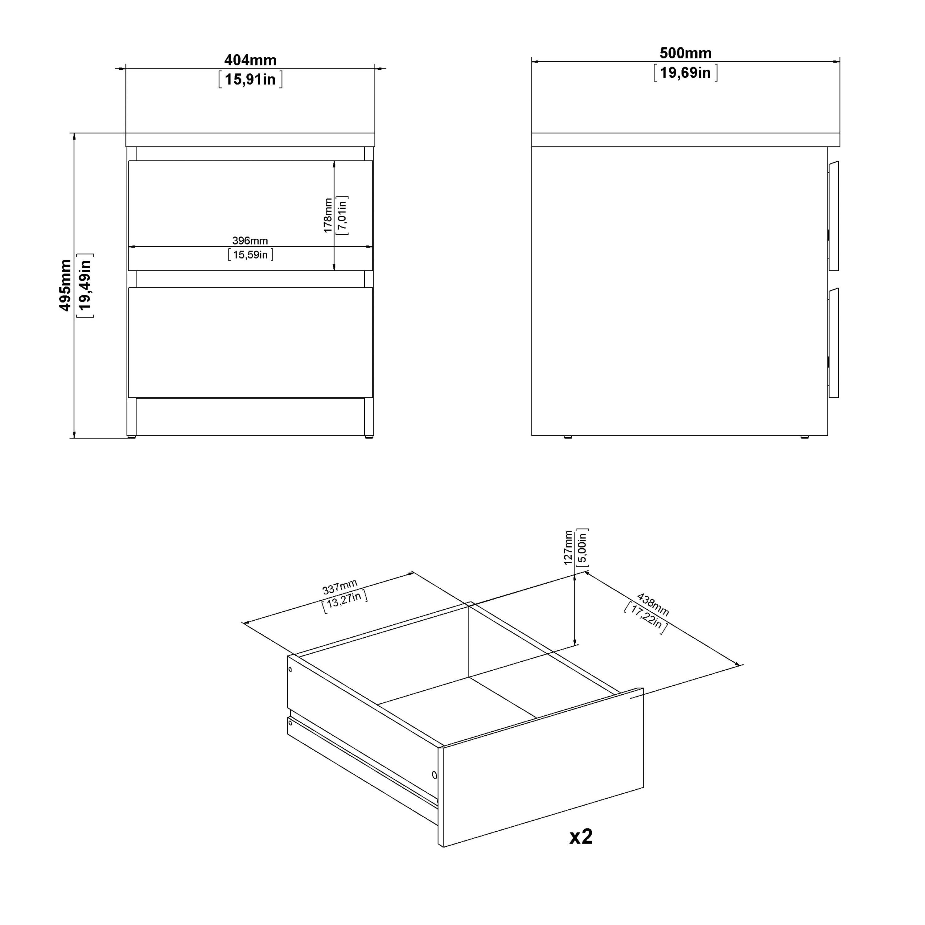Naia Bedside 2 drawers in Jackson Hickory - image 9