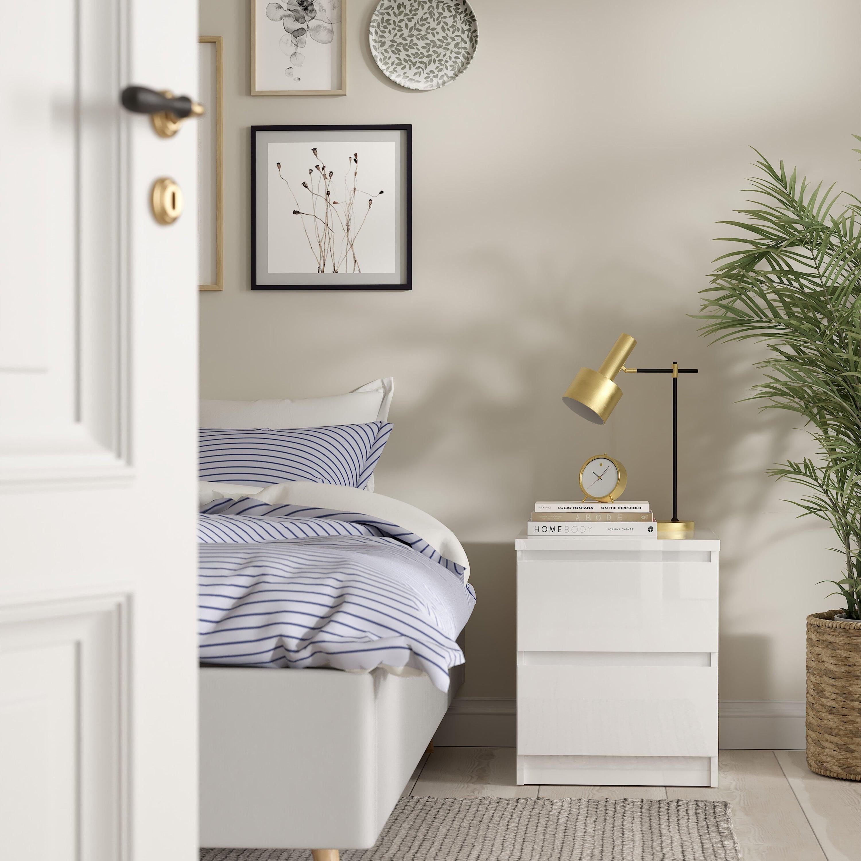 Naia Bedside 2 drawers in White high gloss - image 5