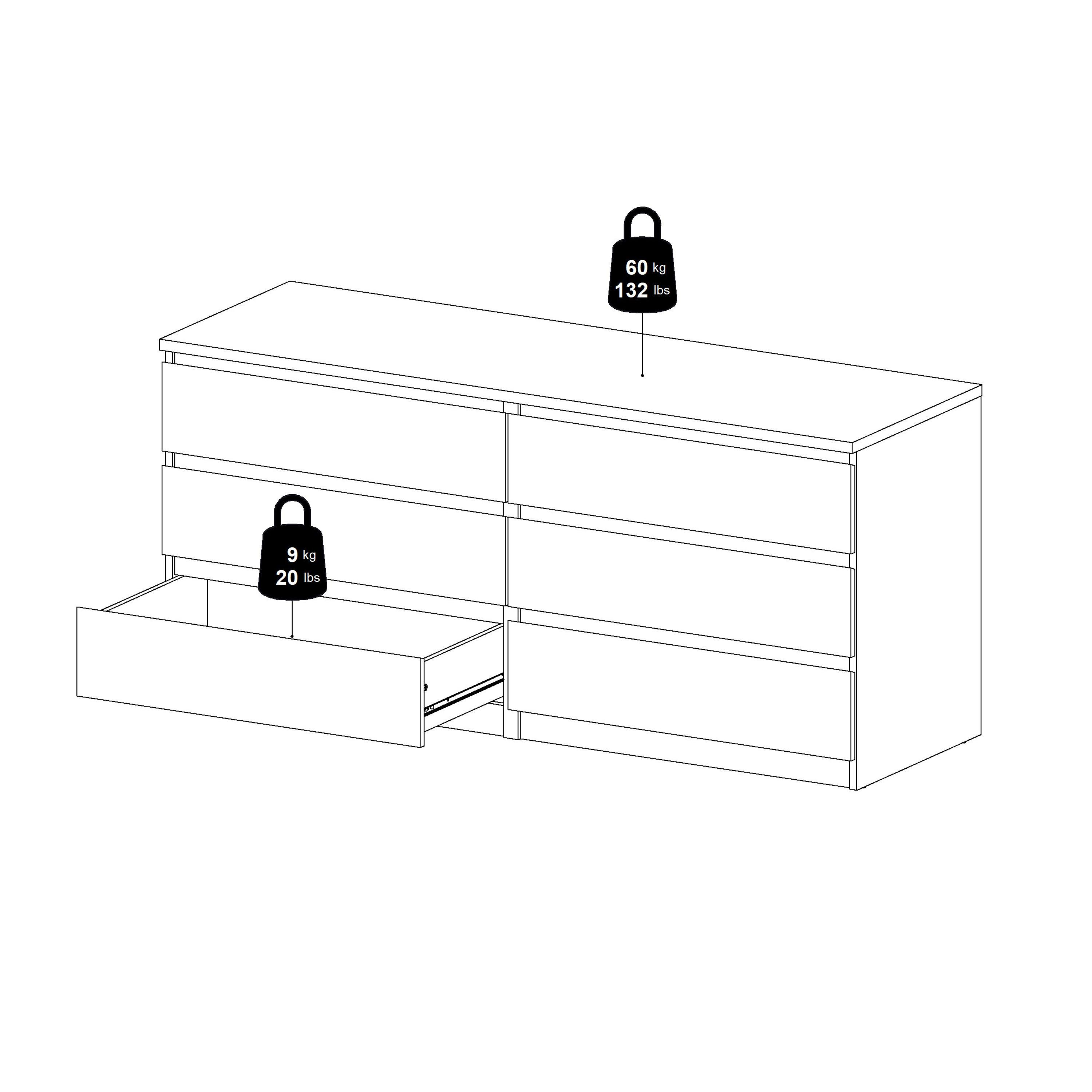 Naia Wide Chest of 6 Drawers (3+3) in Cashmere Jackson Hickory - image 10