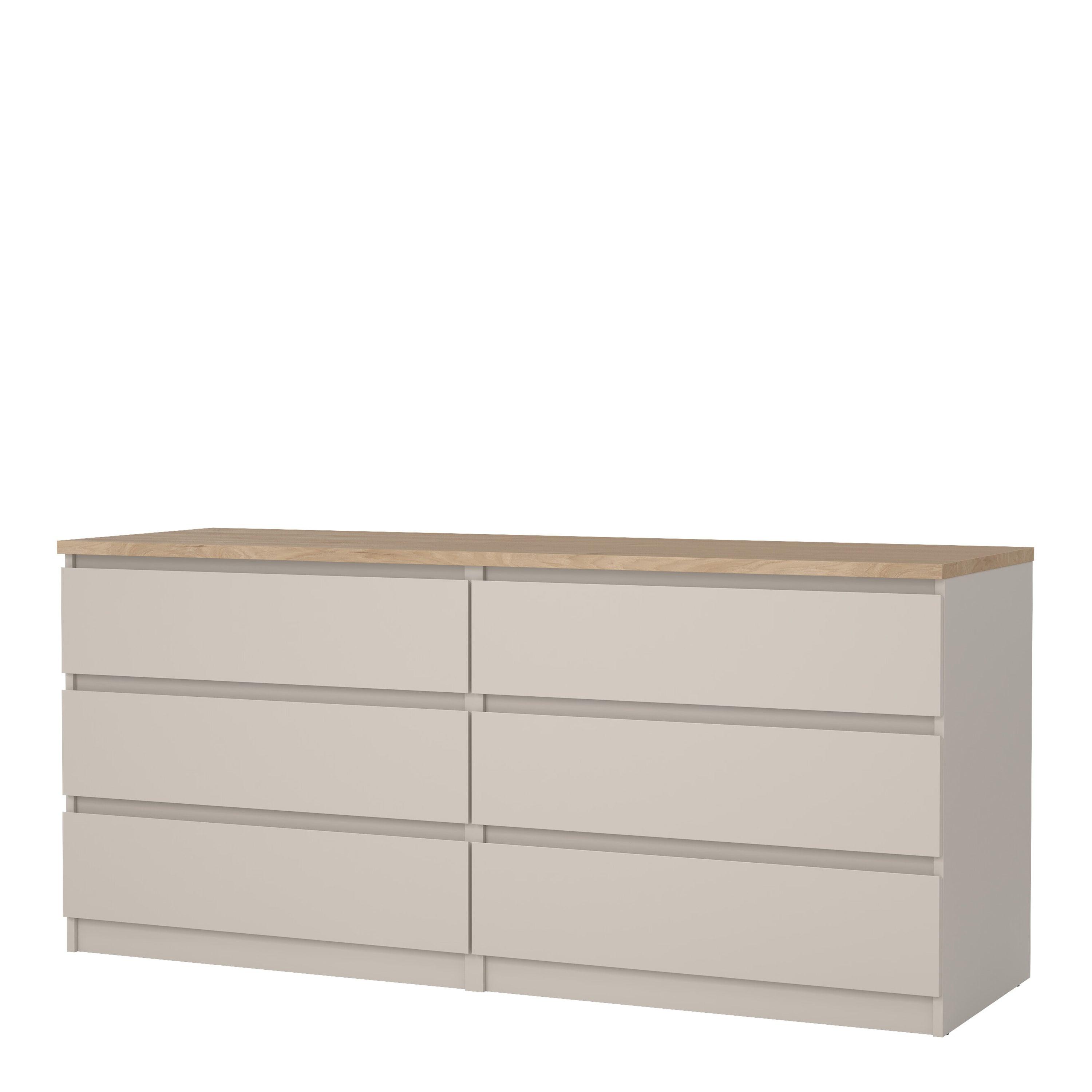 Naia Wide Chest of 6 Drawers (3+3) in Cashmere Jackson Hickory - image 3