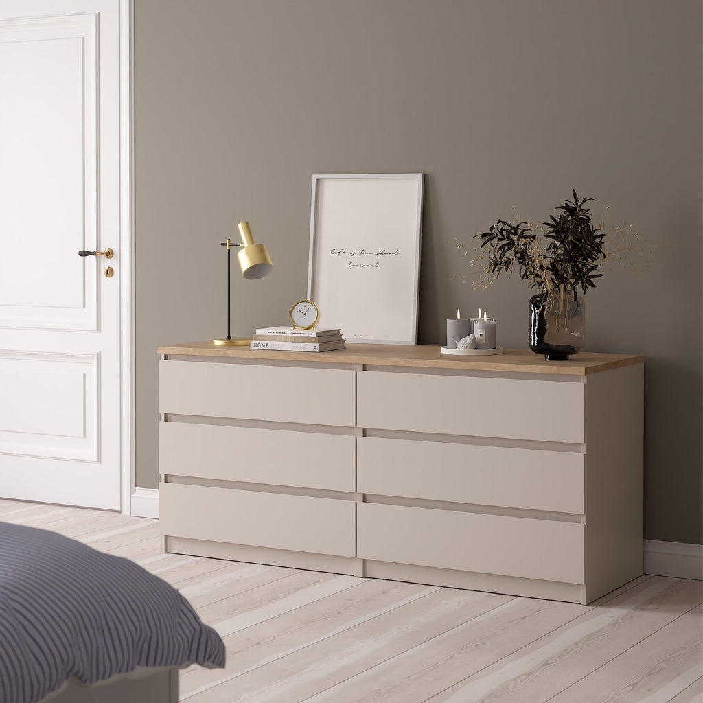 Naia Wide Chest of 6 Drawers (3+3) in Cashmere Jackson Hickory - image 5