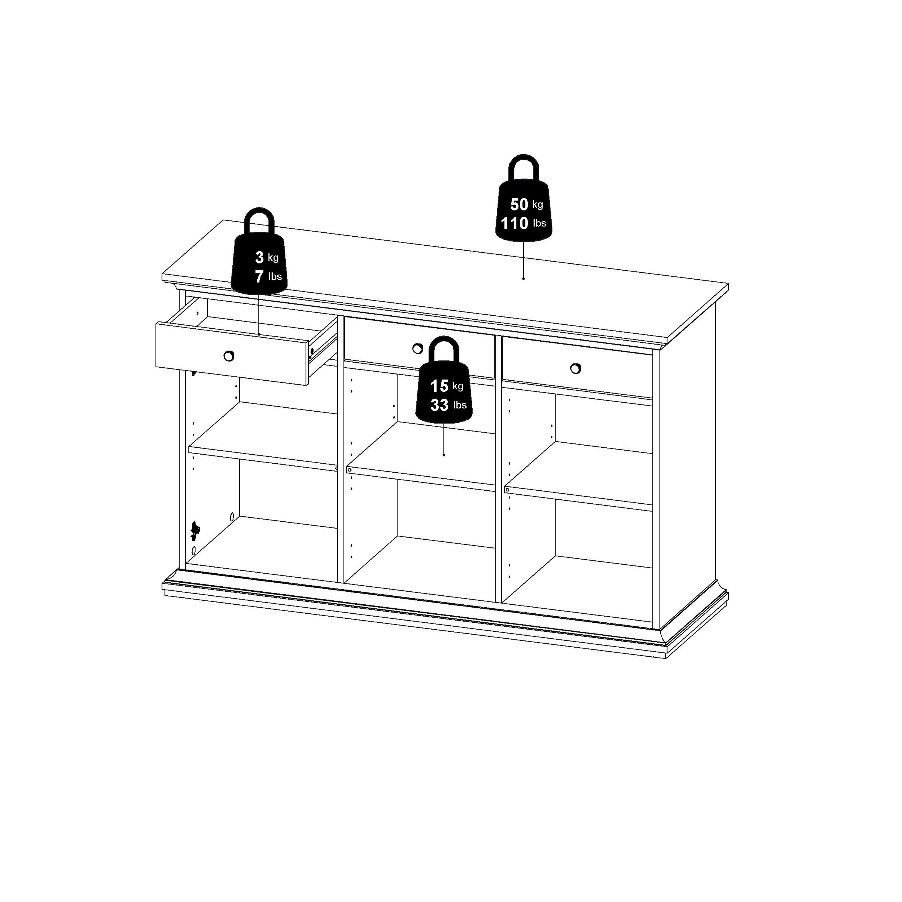 Paris Sideboard with 3 doors and 3 drawers in Matt Grey - image 14