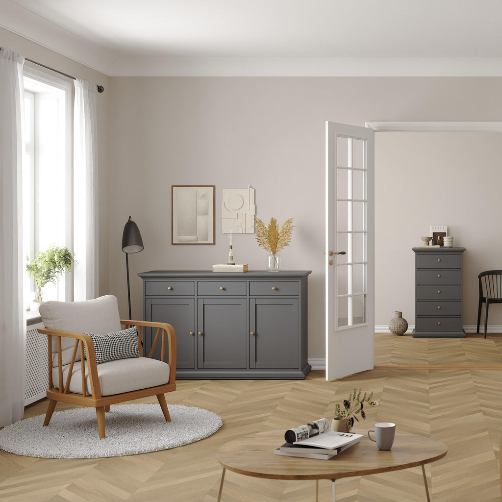 Paris Sideboard with 3 doors and 3 drawers in Matt Grey - image 7