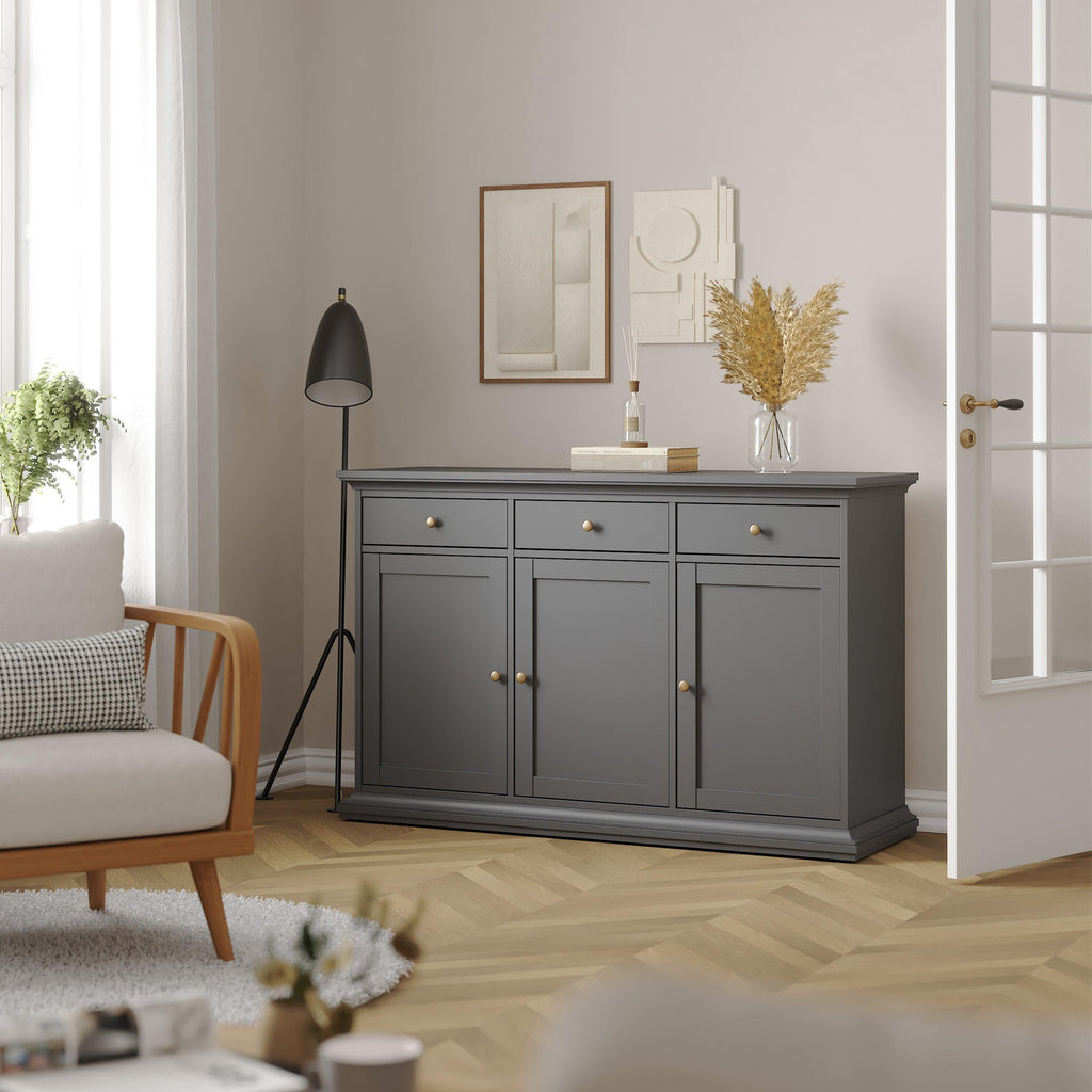Paris Sideboard with 3 doors and 3 drawers in Matt Grey - image 8