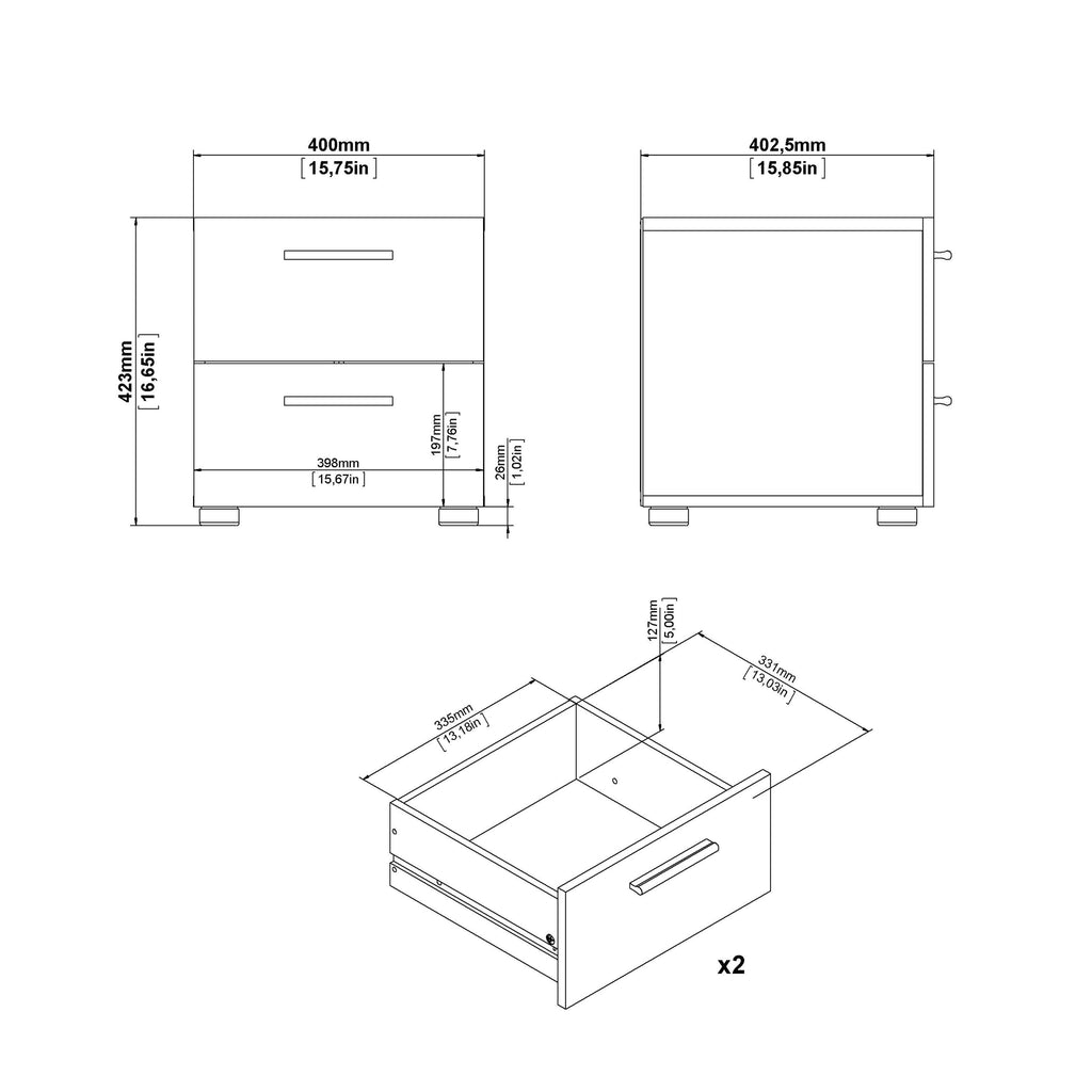 Pepe Bedside 2 Drawers in White - image 9