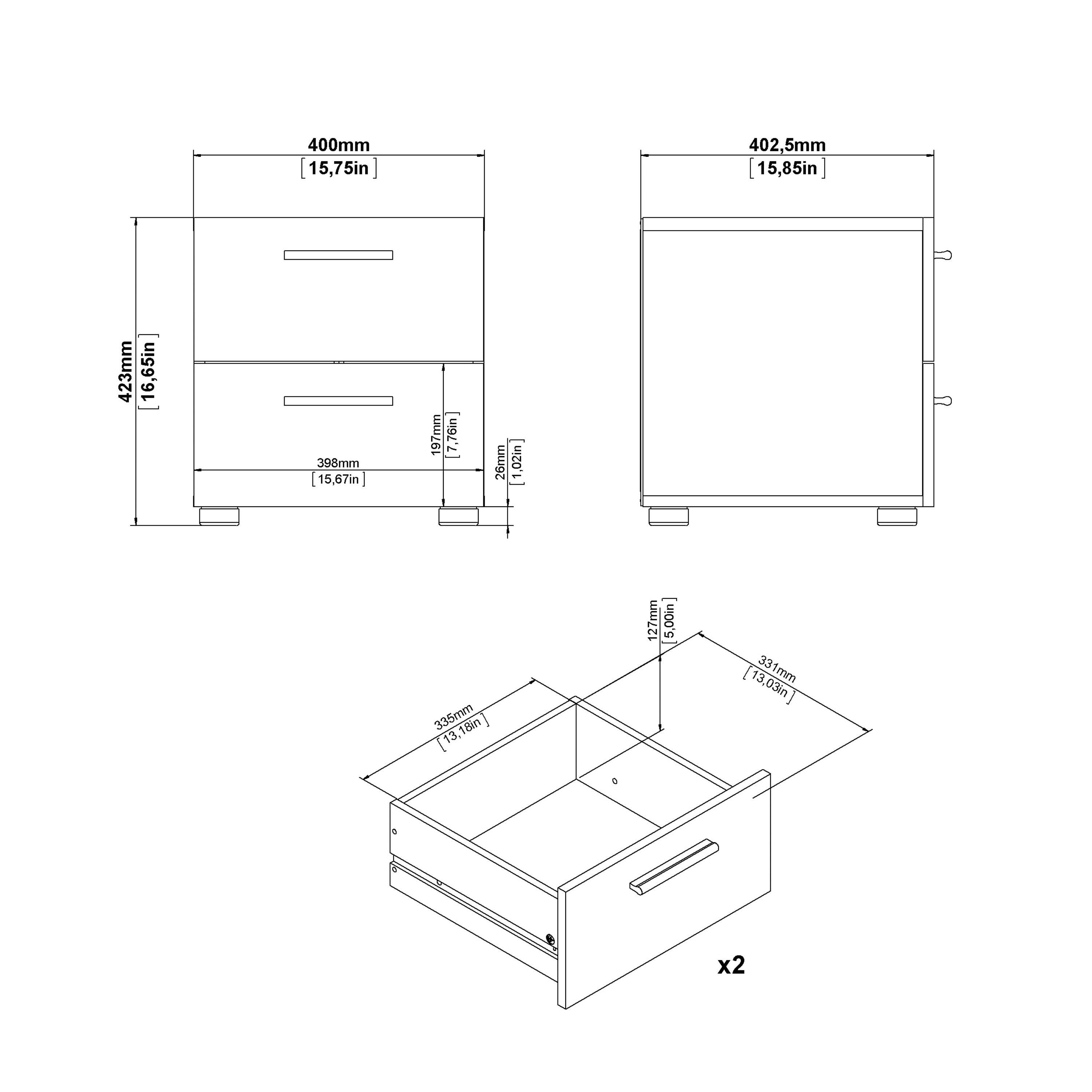 Pepe Bedside 2 Drawers in White - image 9