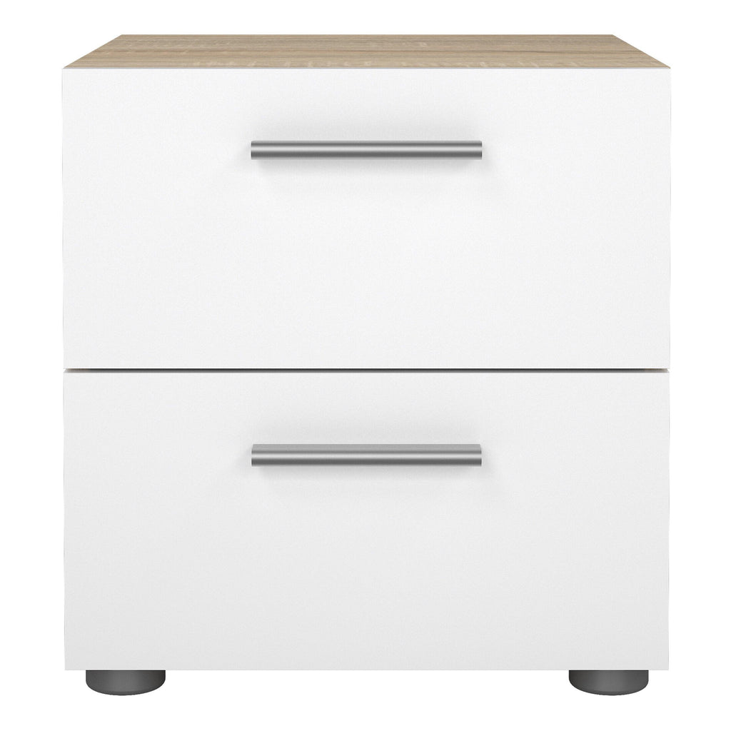 Pepe Bedside 2 Drawers in Oak with White High Gloss - image 2