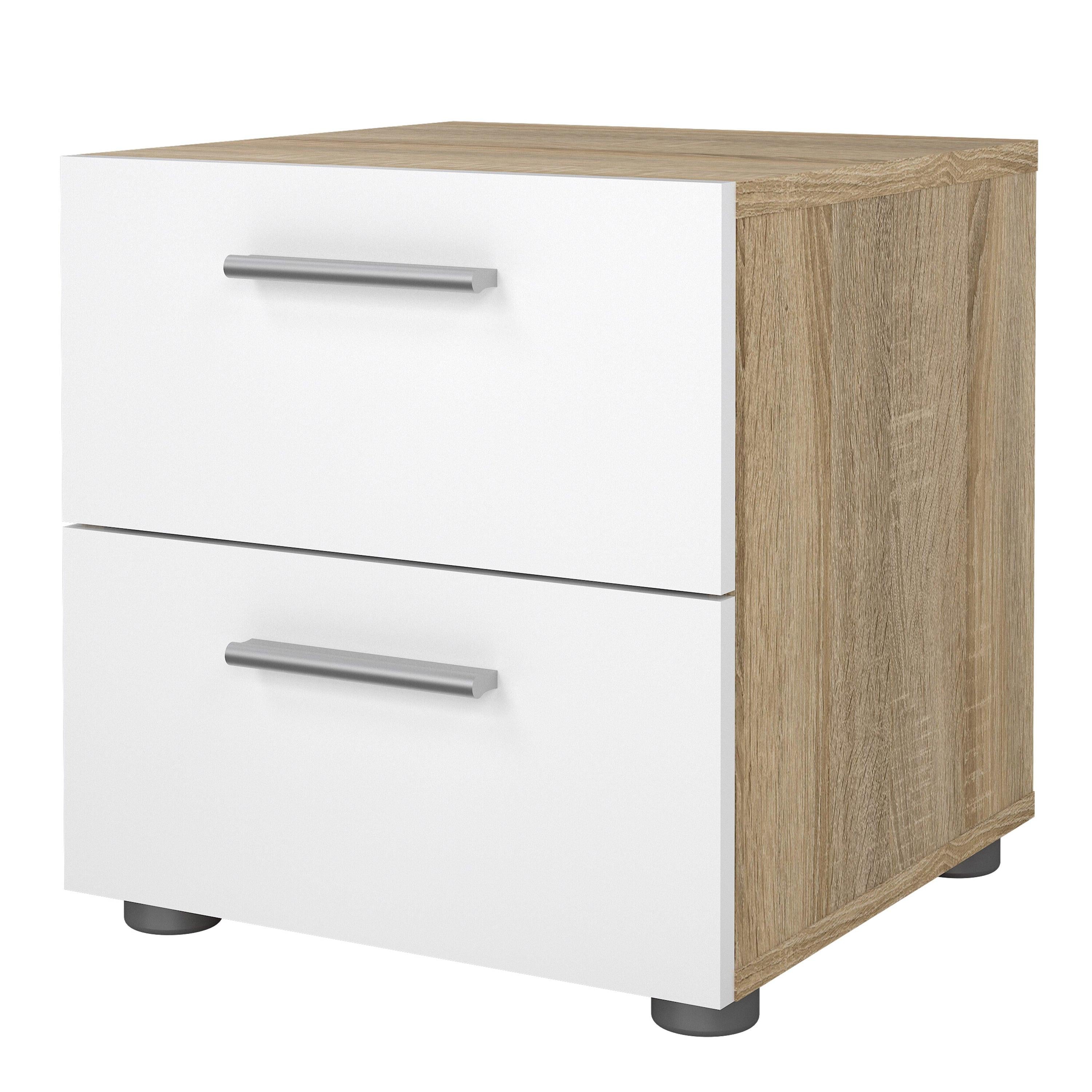 Pepe Bedside 2 Drawers in Oak with White High Gloss - image 3
