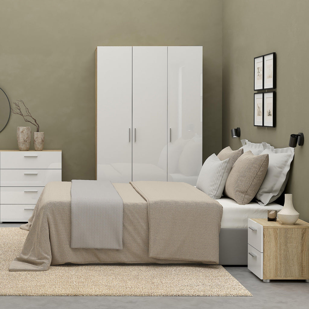 Pepe Bedside 2 Drawers in Oak with White High Gloss - image 6
