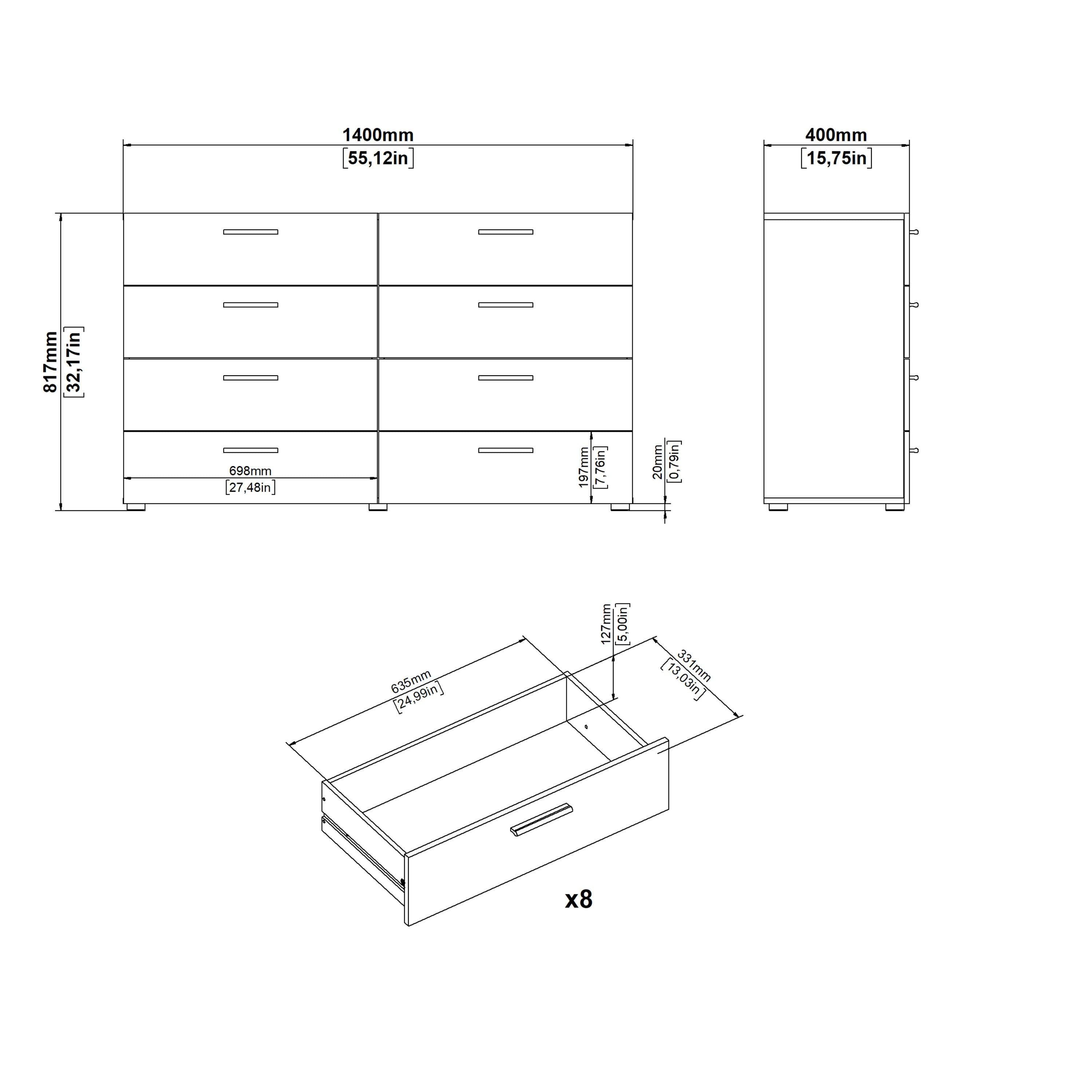 Pepe Wide Chest of 8 Drawers (4+4) in Walnut - image 9