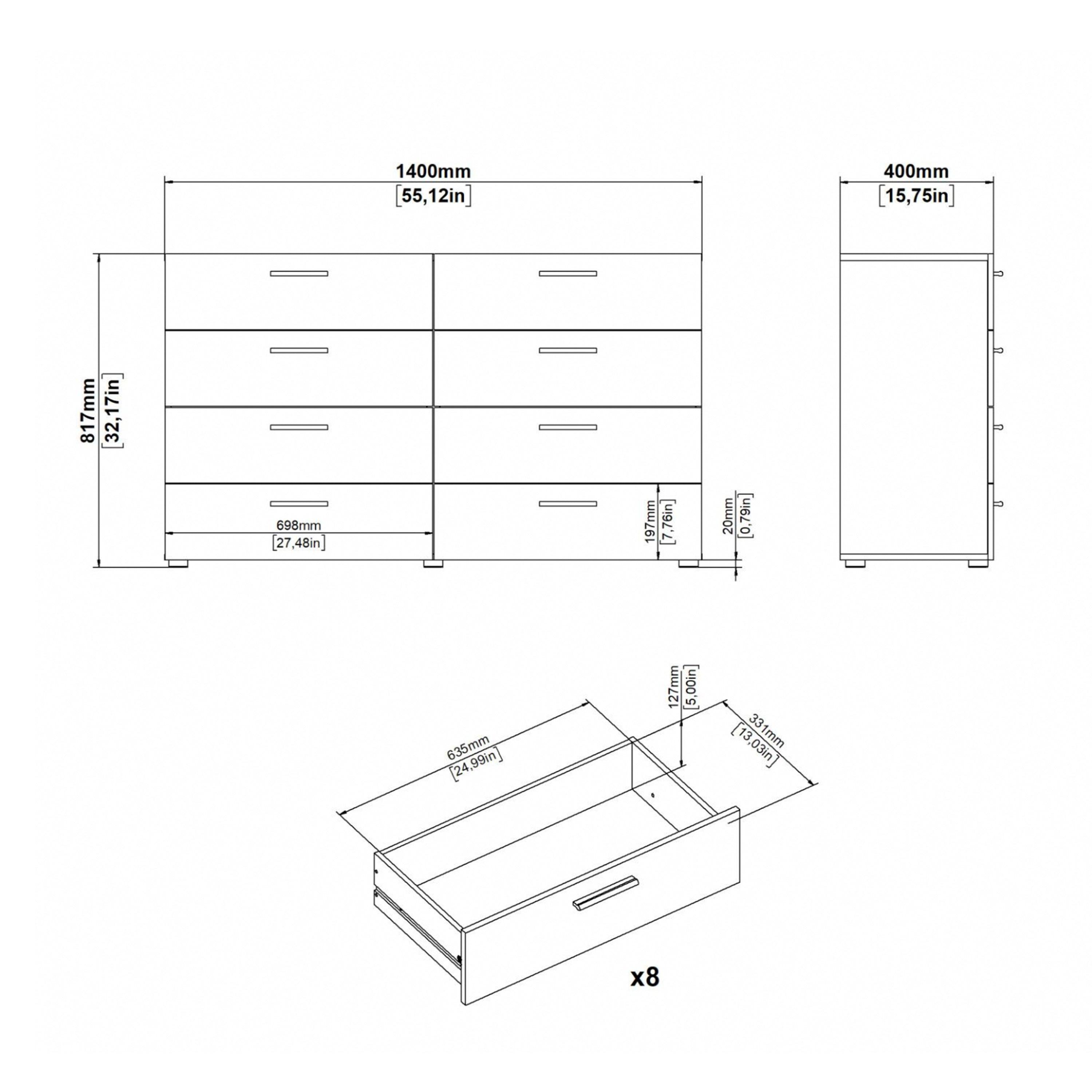 Pepe Wide Chest of 8 Drawers in Black - image 11