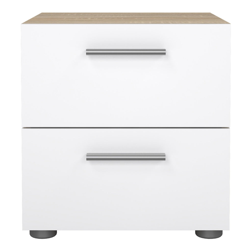 Pepe Bedside 2 Drawers in Oak structure/White High Gloss - image 2