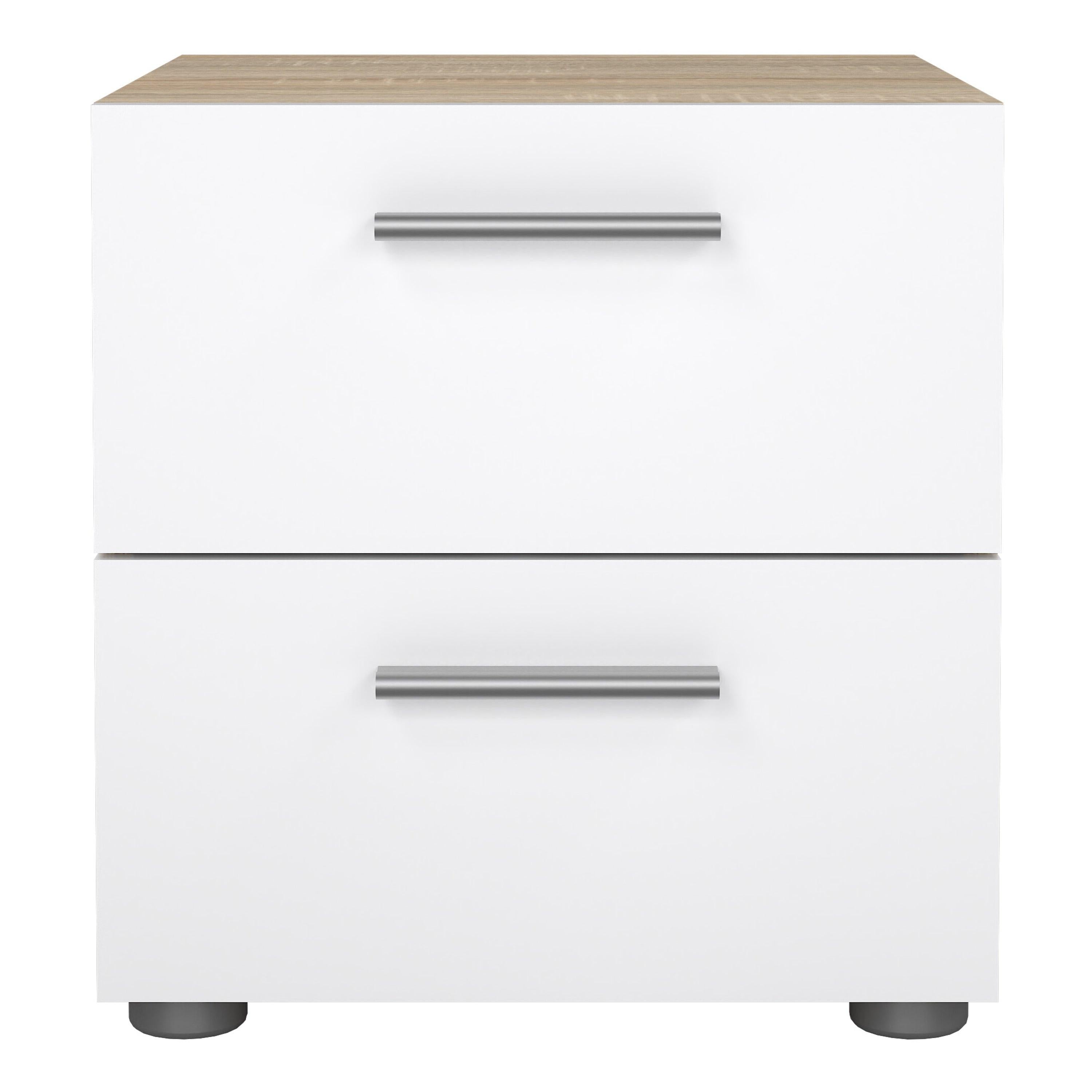Pepe Bedside 2 Drawers in Oak structure/White High Gloss - image 2