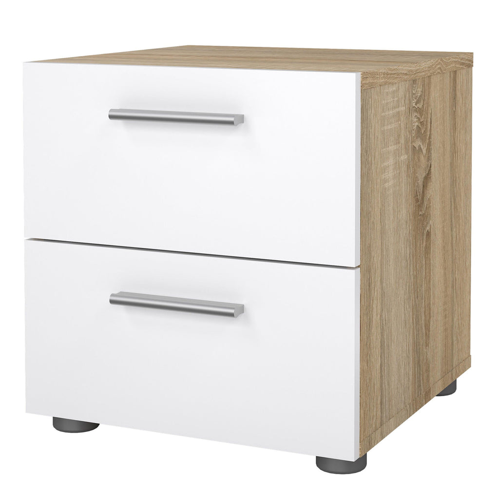 Pepe Bedside 2 Drawers in Oak structure/White High Gloss - image 3