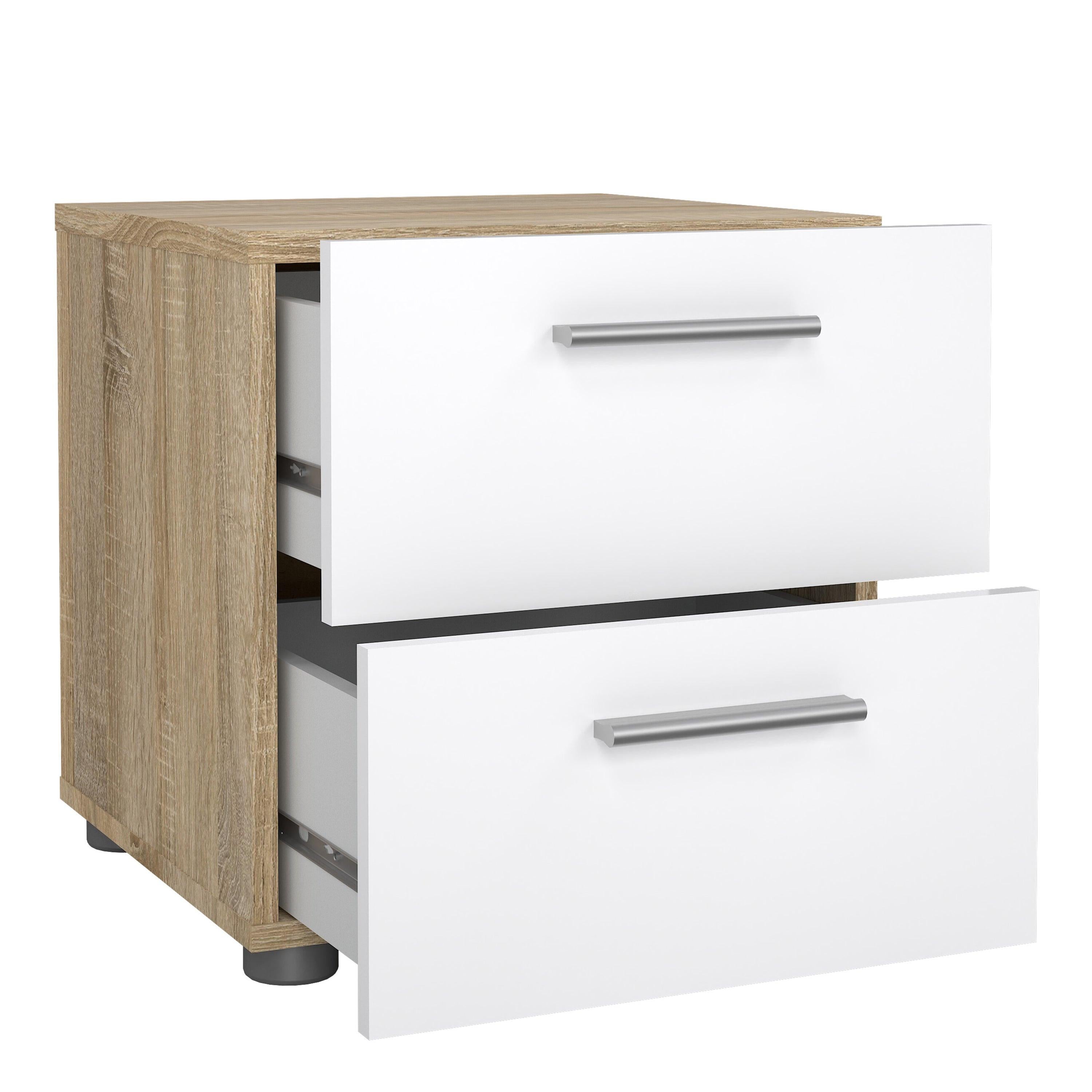 Pepe Bedside 2 Drawers in Oak structure/White High Gloss - image 4