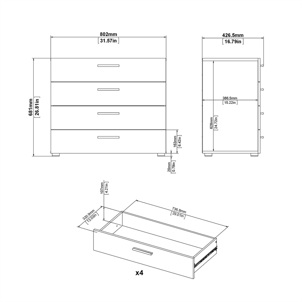Pepe Chest of 4 Drawers in Oak - image 9