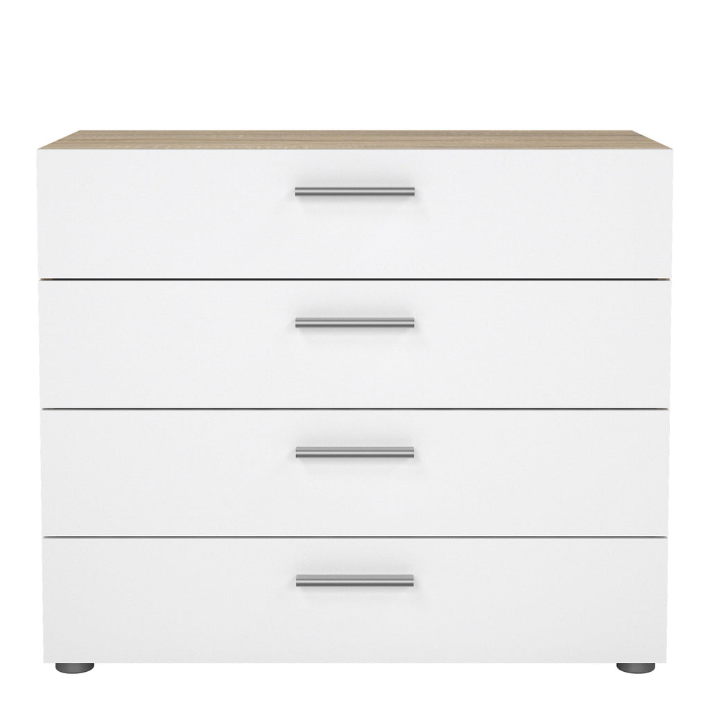 Pepe Chest of 4 Drawers in Oak with White High Gloss - image 2