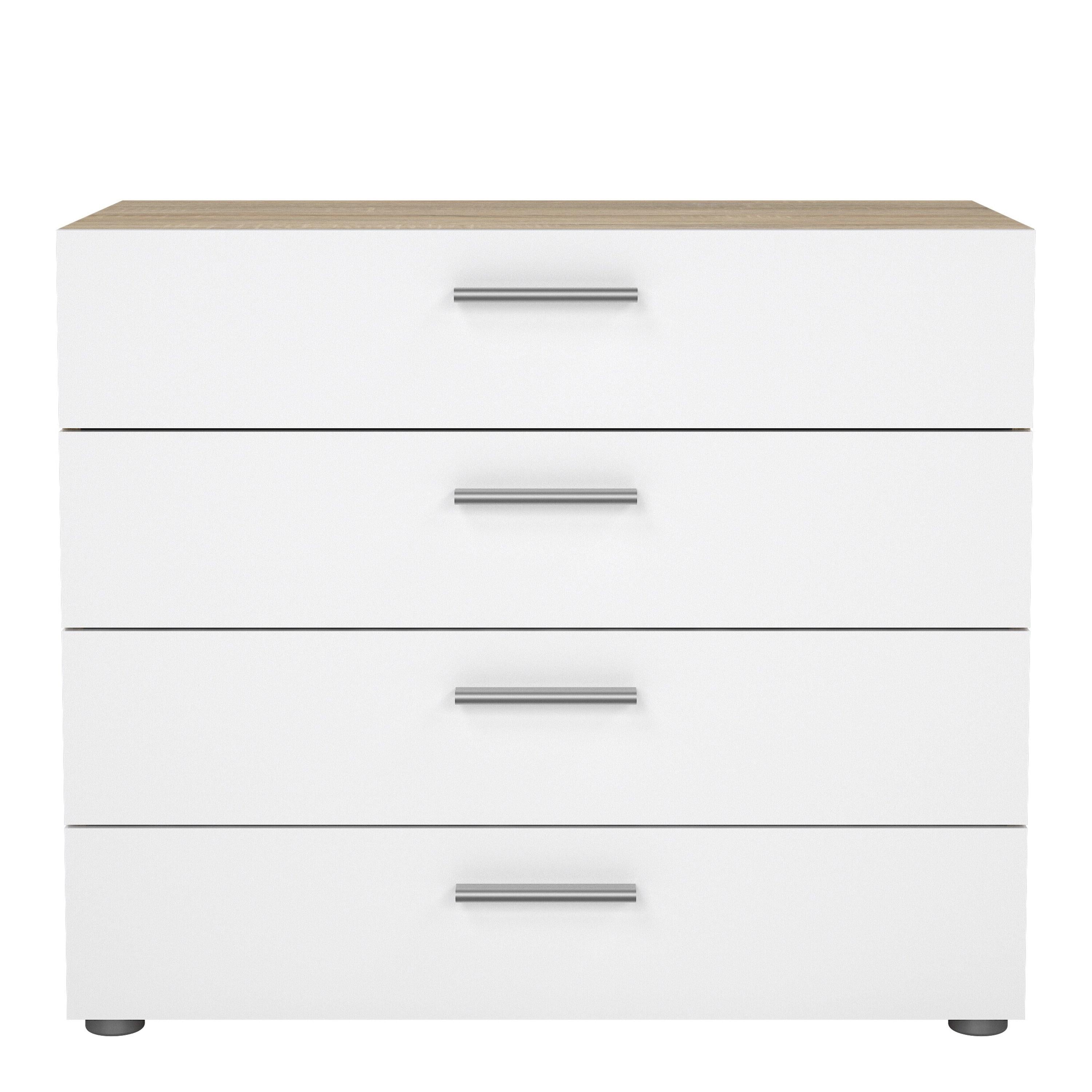 Pepe Chest of 4 Drawers in Oak with White High Gloss - image 2