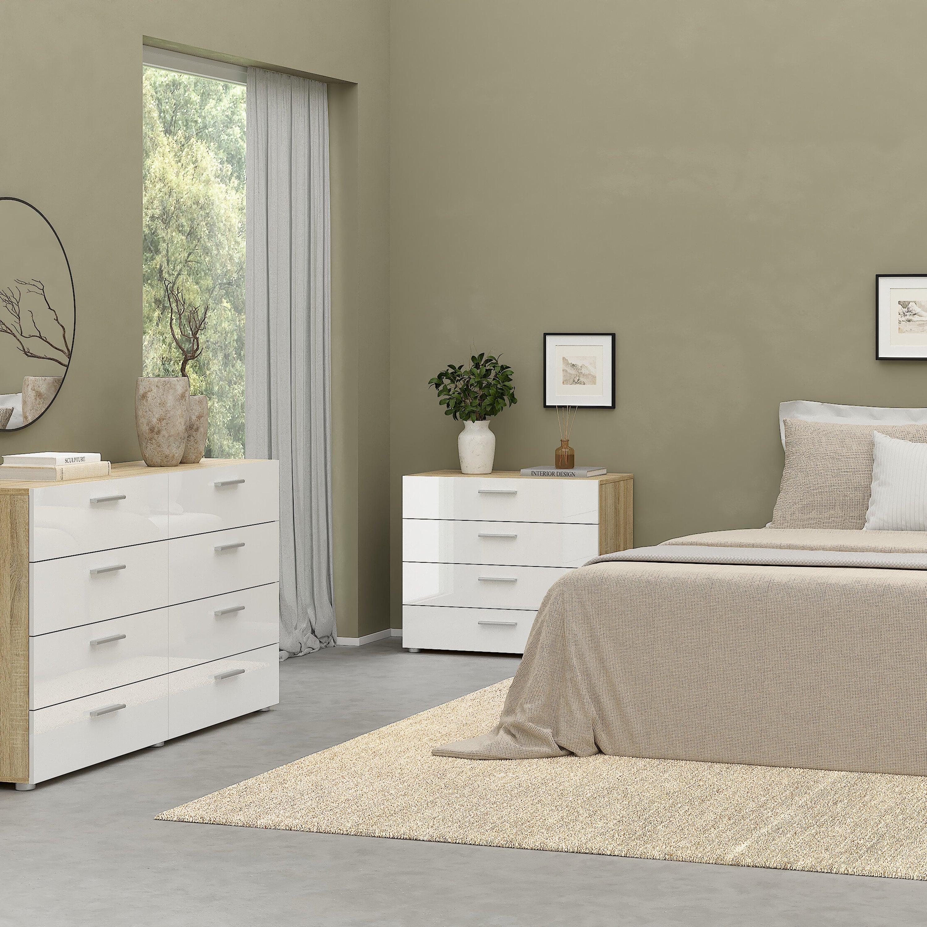 Pepe Chest of 4 Drawers in Oak with White High Gloss - image 5